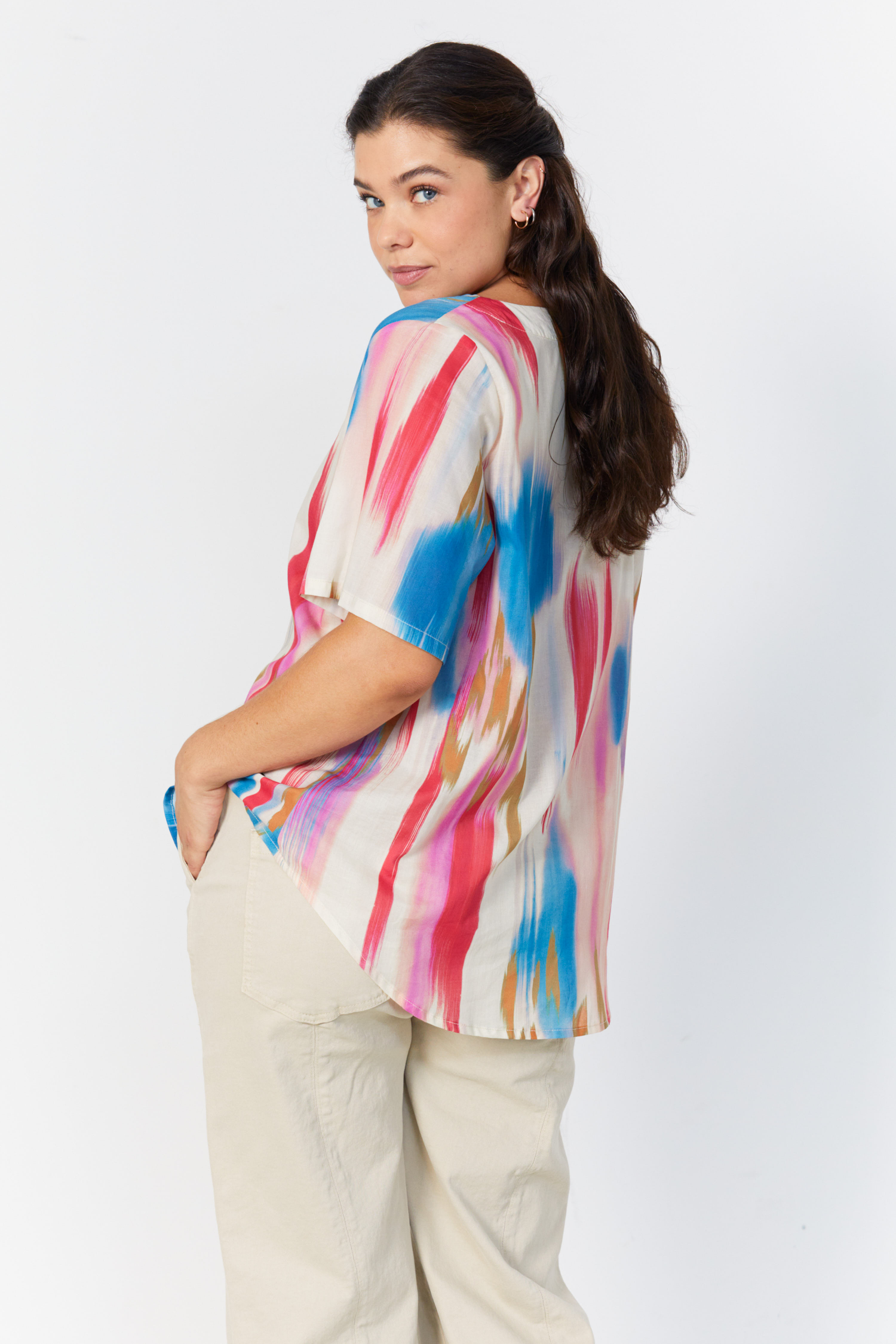 Printed cotton voile blouse