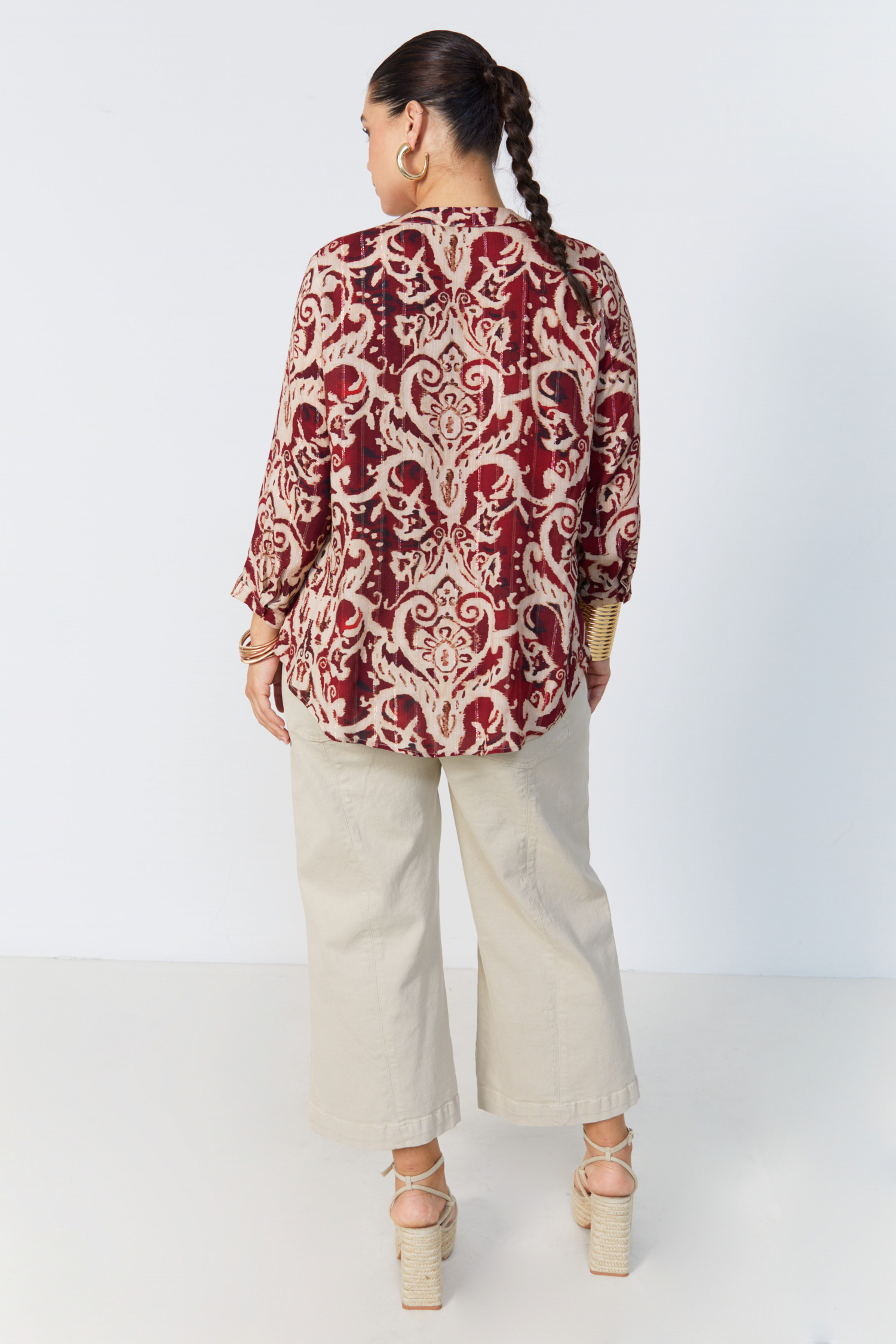 Printed blouse with lurex thread