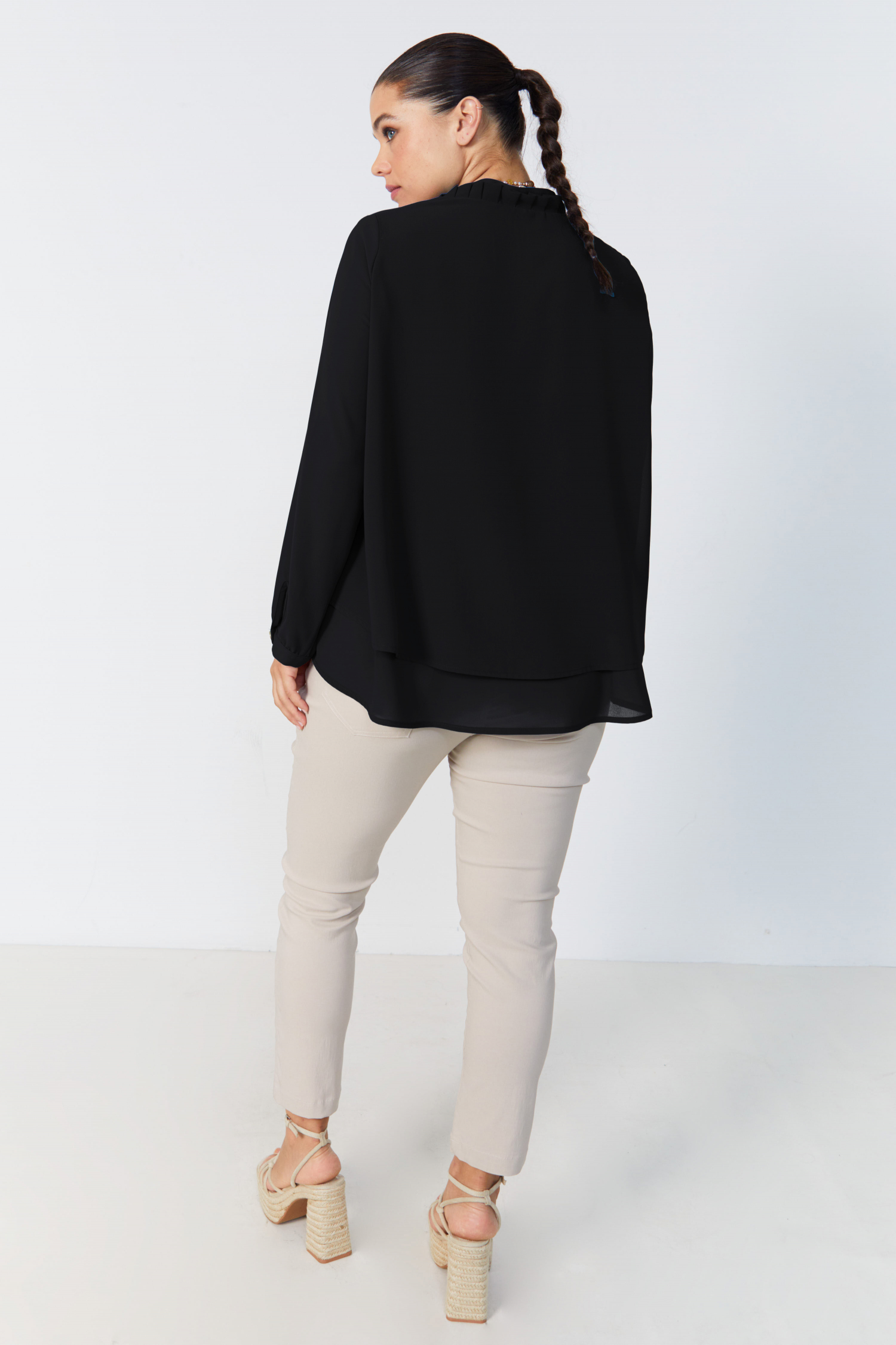 Plain voile layered blouse