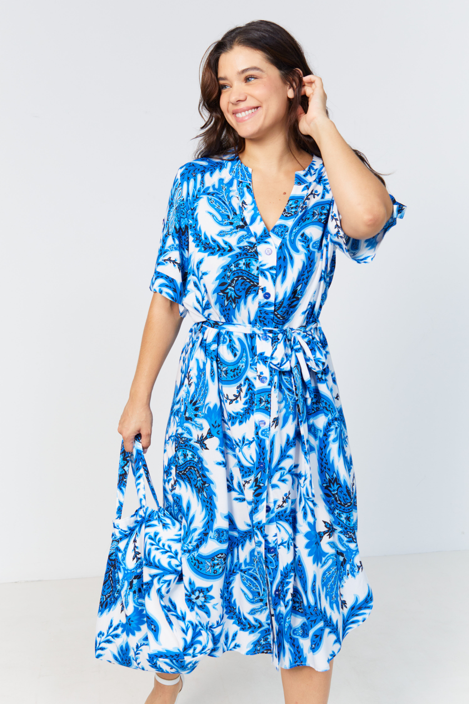 Long printed viscose dress