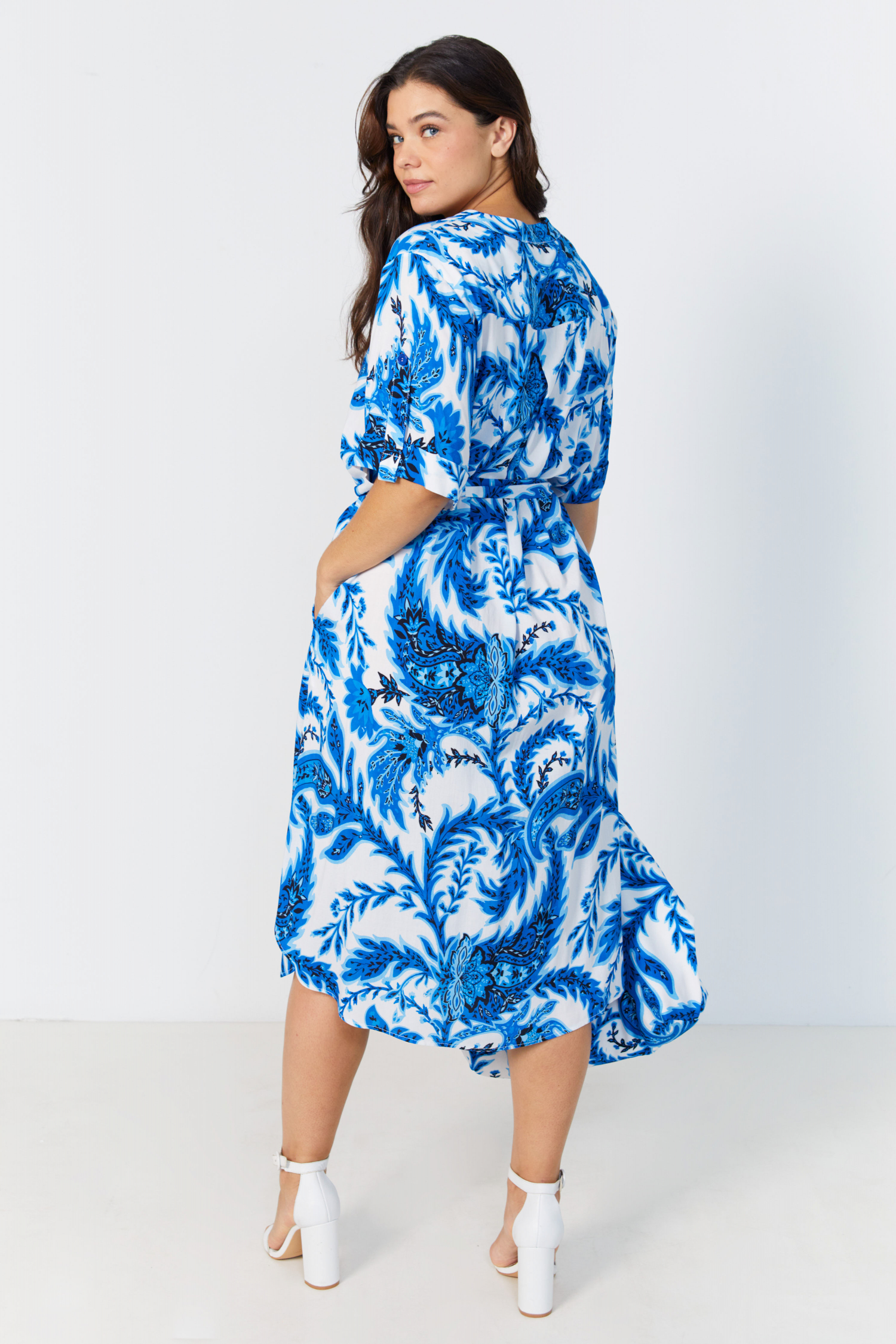 Long printed viscose dress