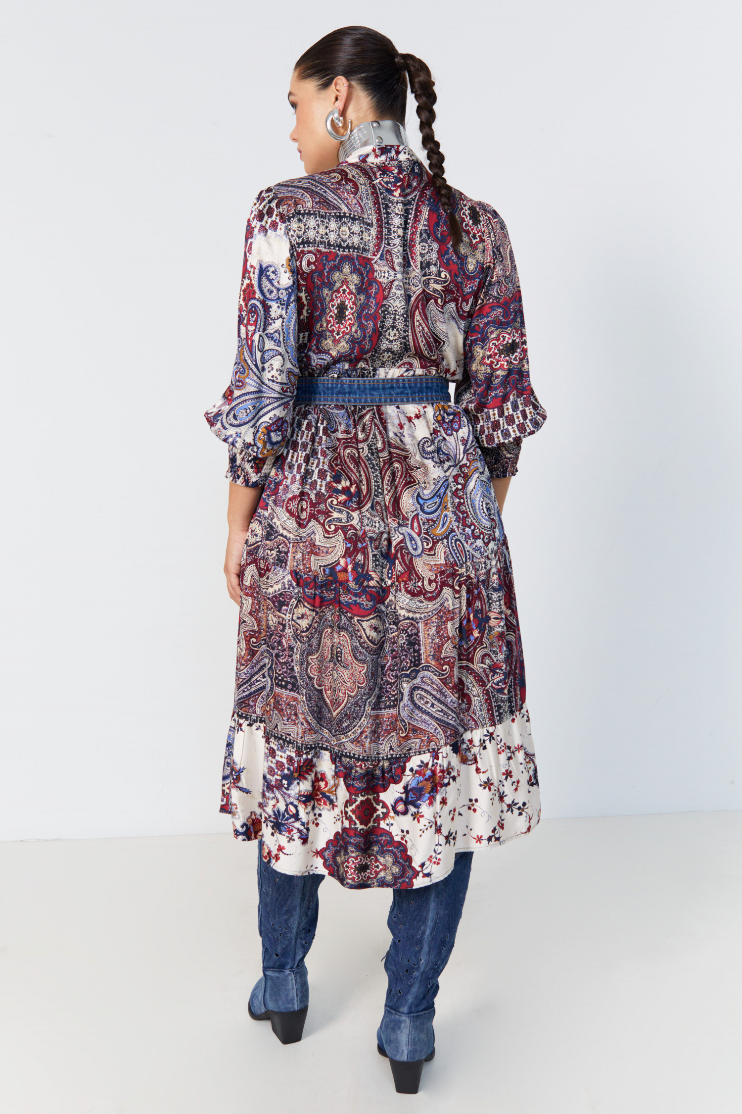 Bohemian style print shirt dress