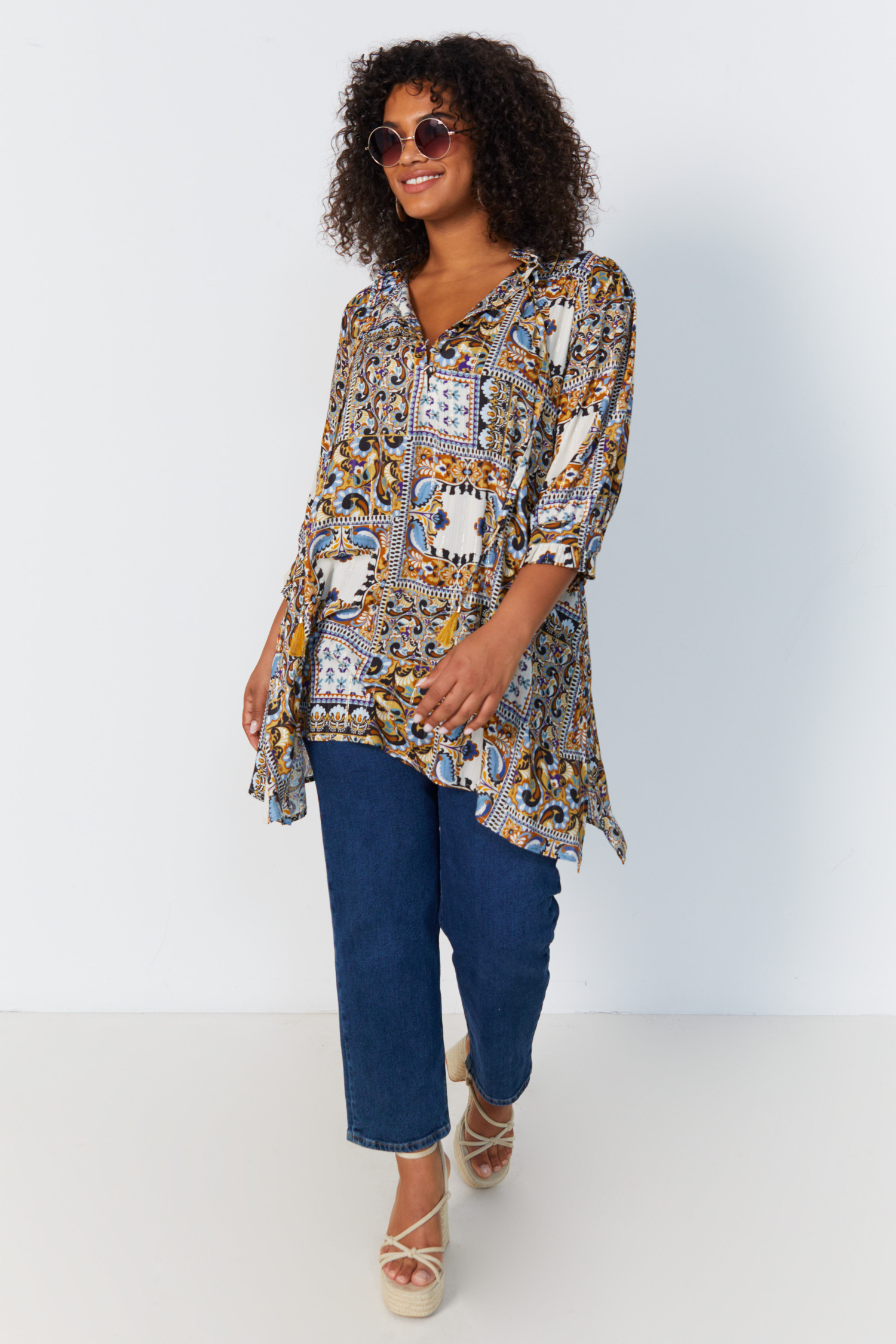 Printed tunic with lurex