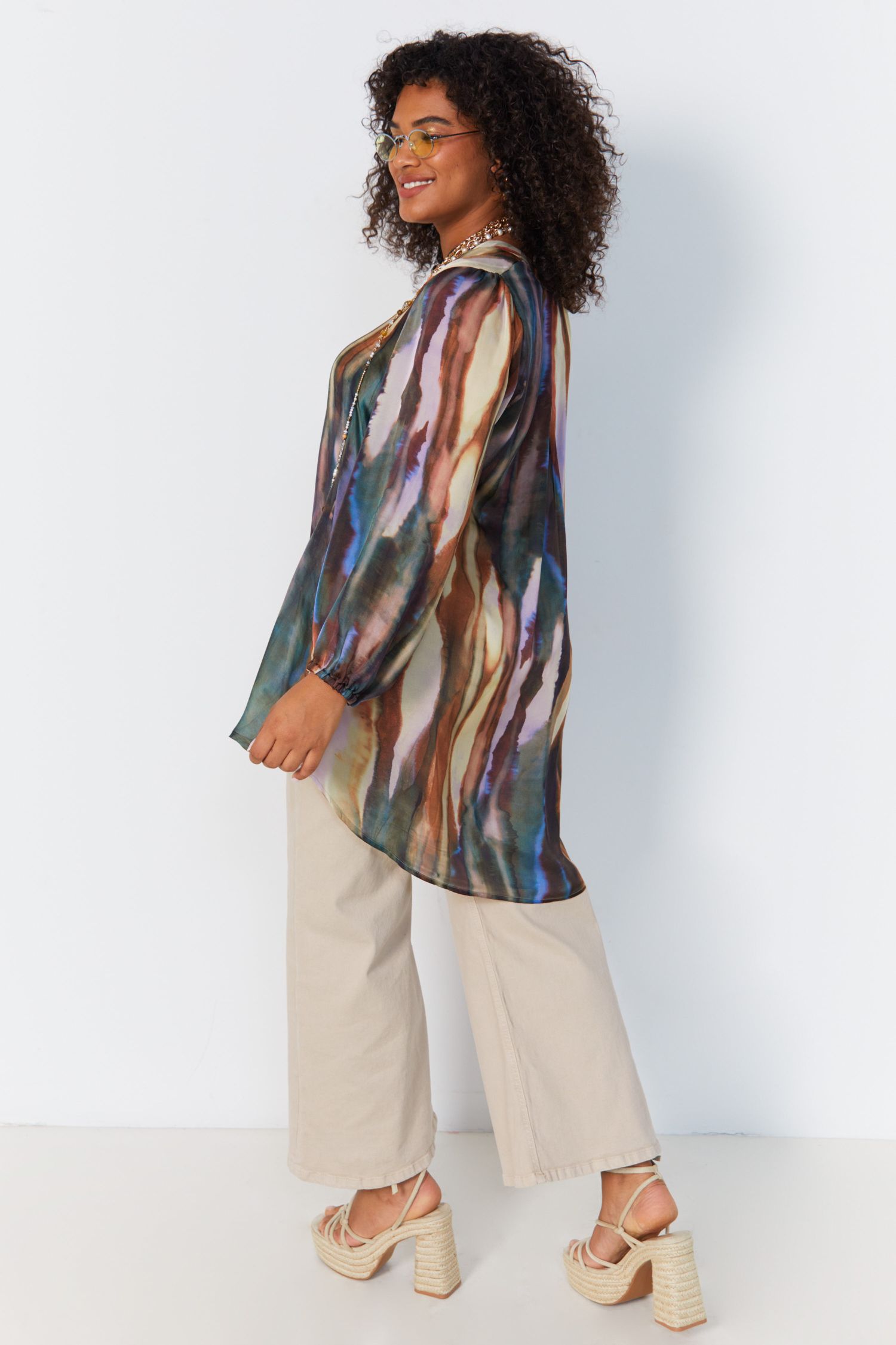 Gradient print voile tunic