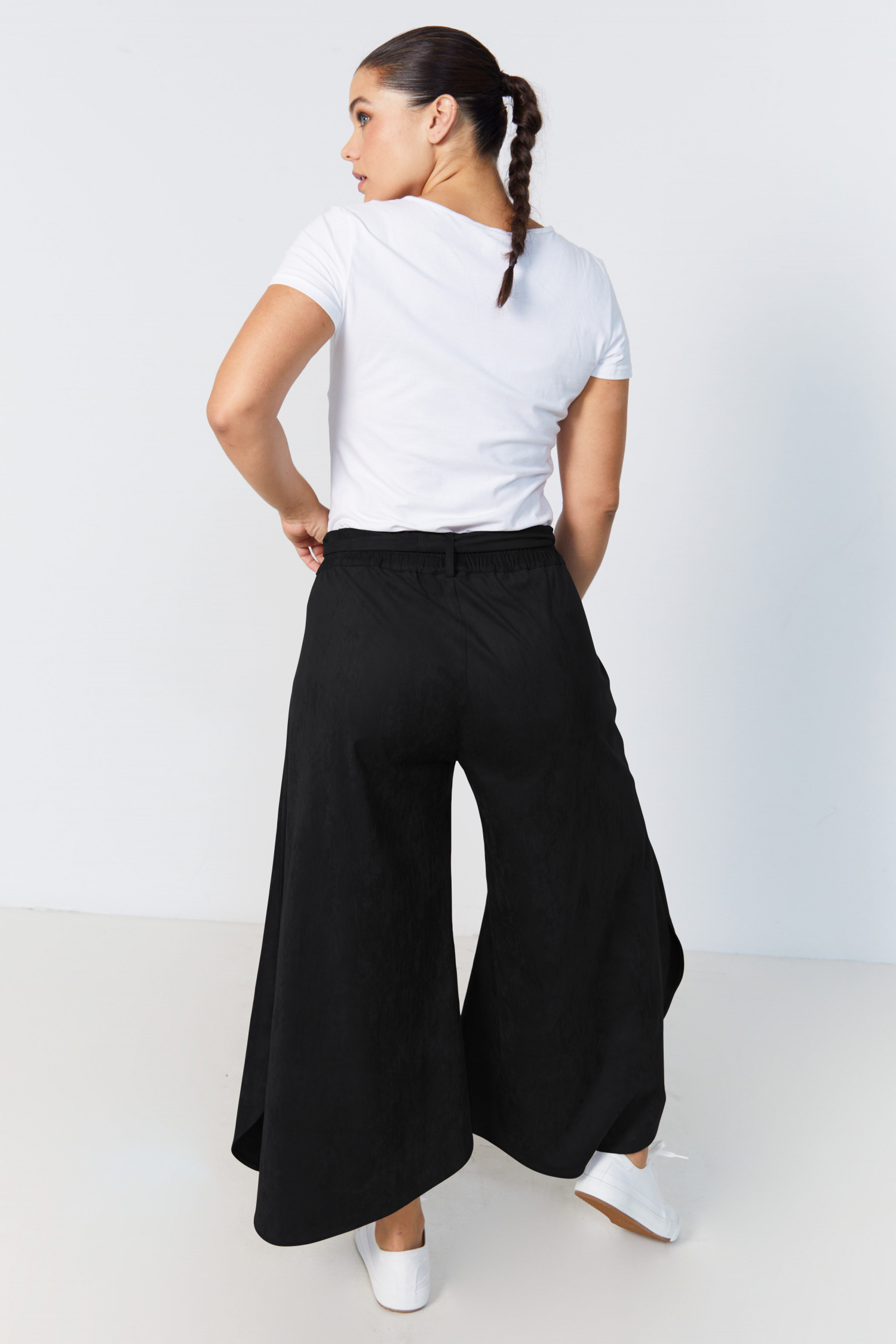 Plain suede effect culotte skirt