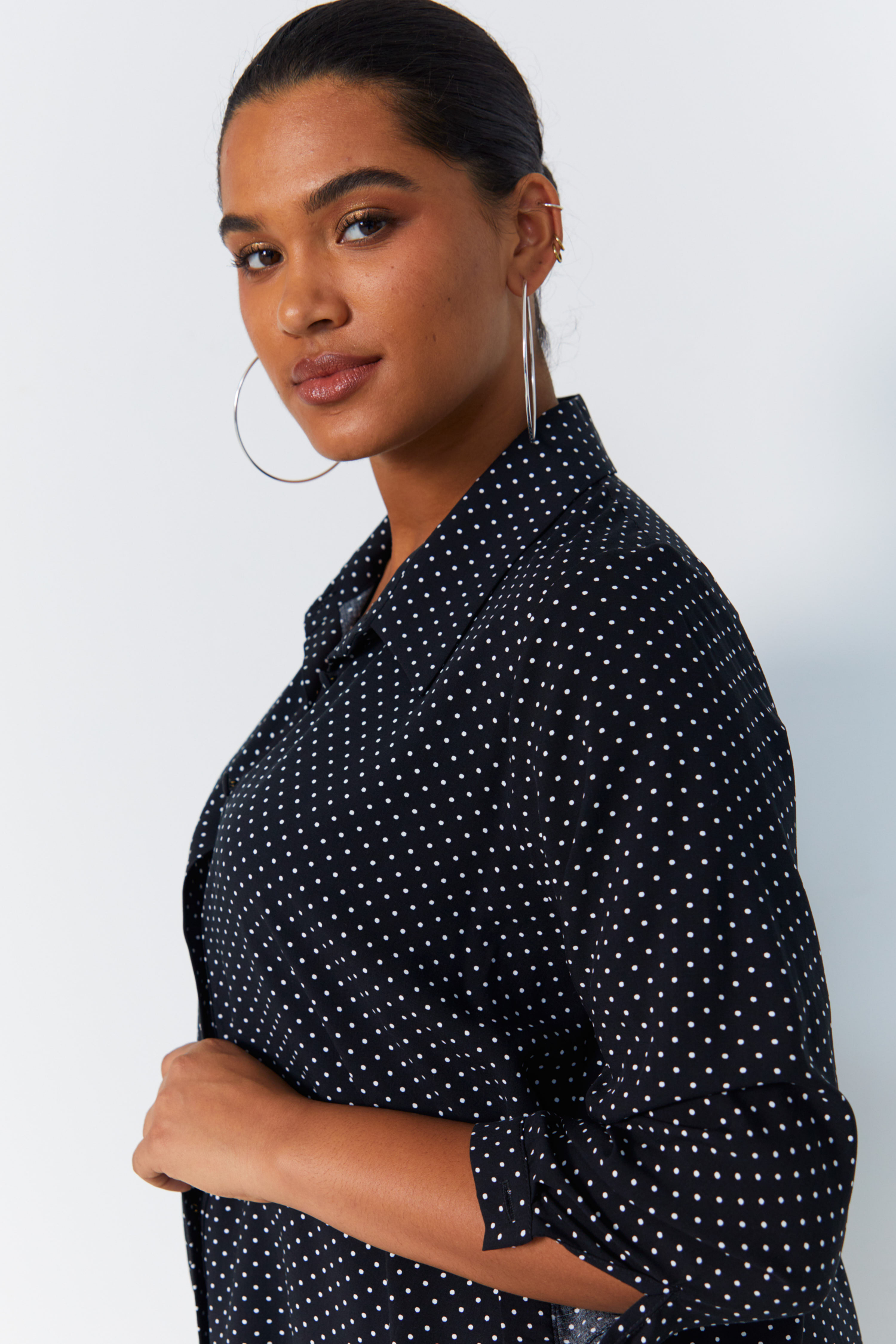 polka dot print trapeze shirt