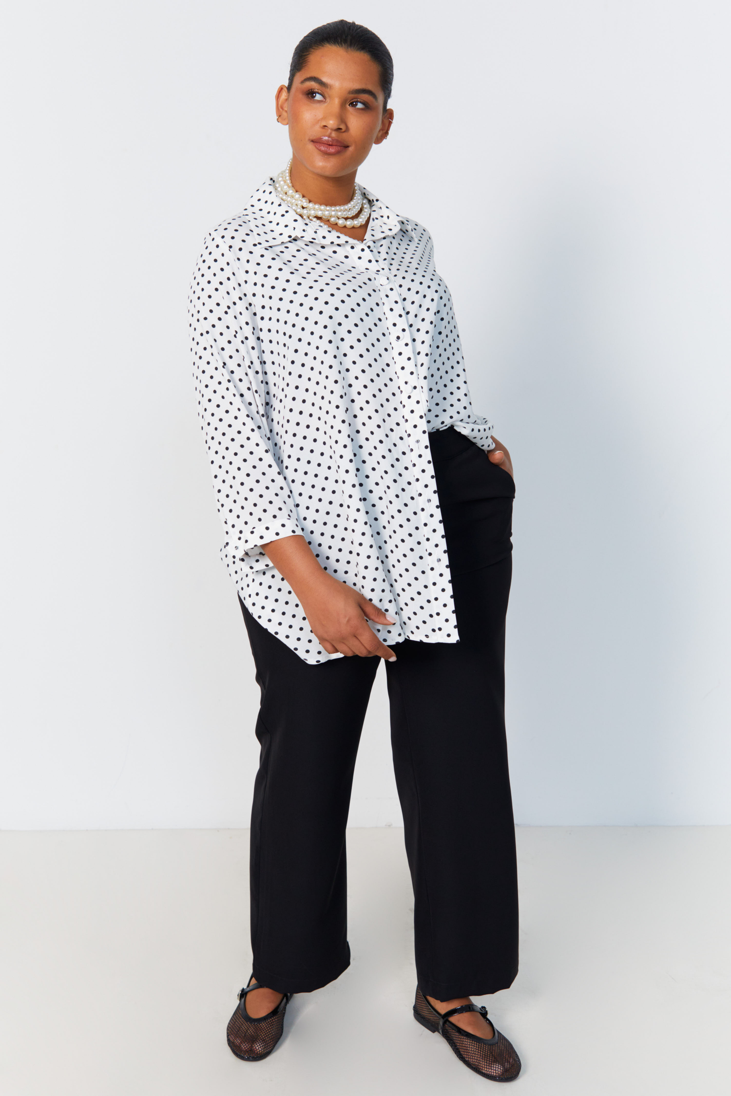 polka dot print trapeze shirt