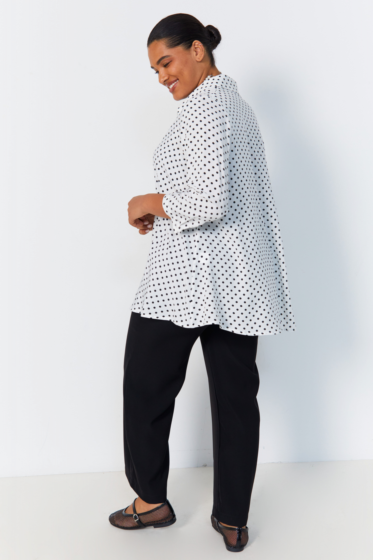 polka dot print trapeze shirt