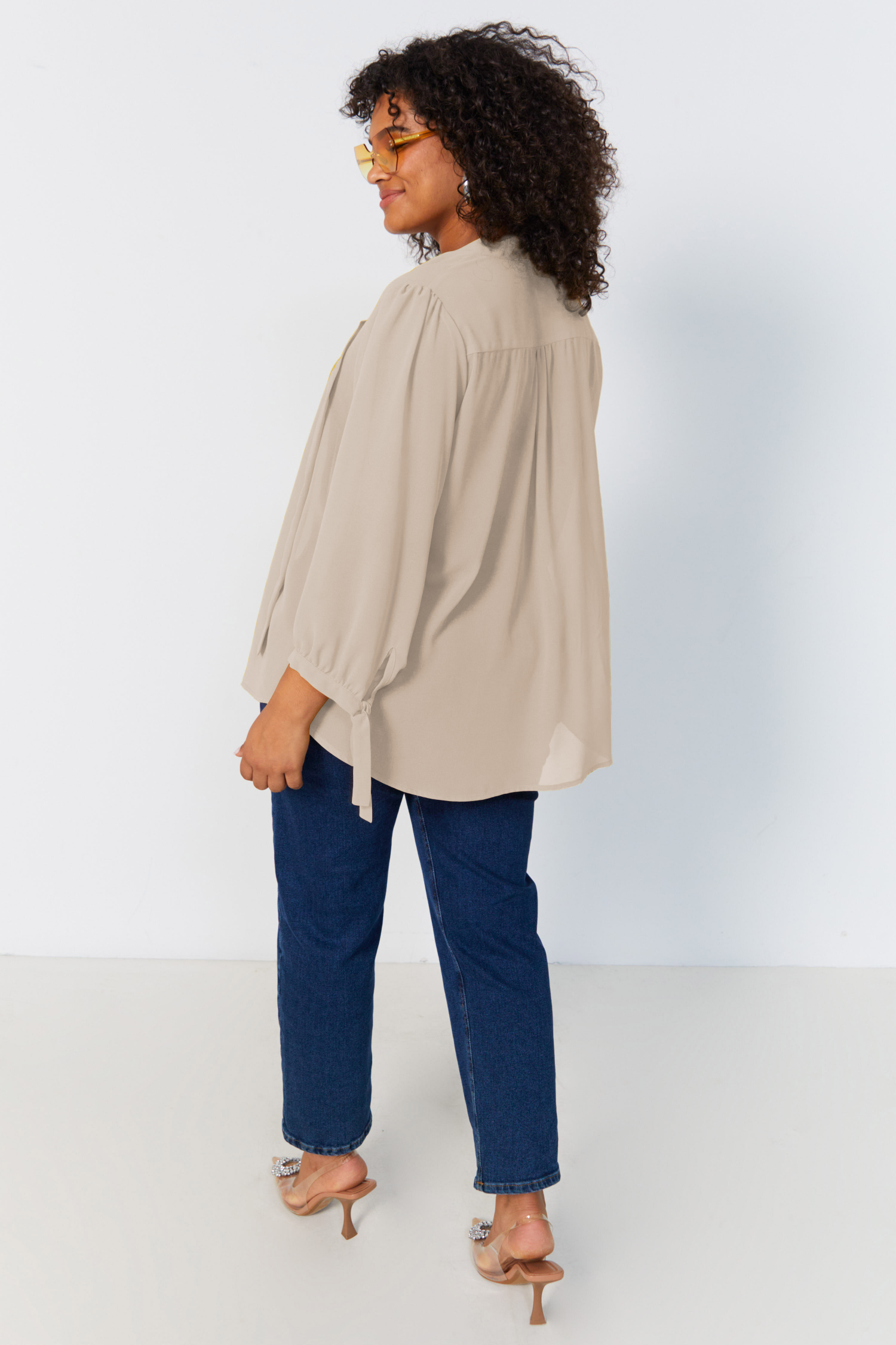 plain voile shirt with flat pleats