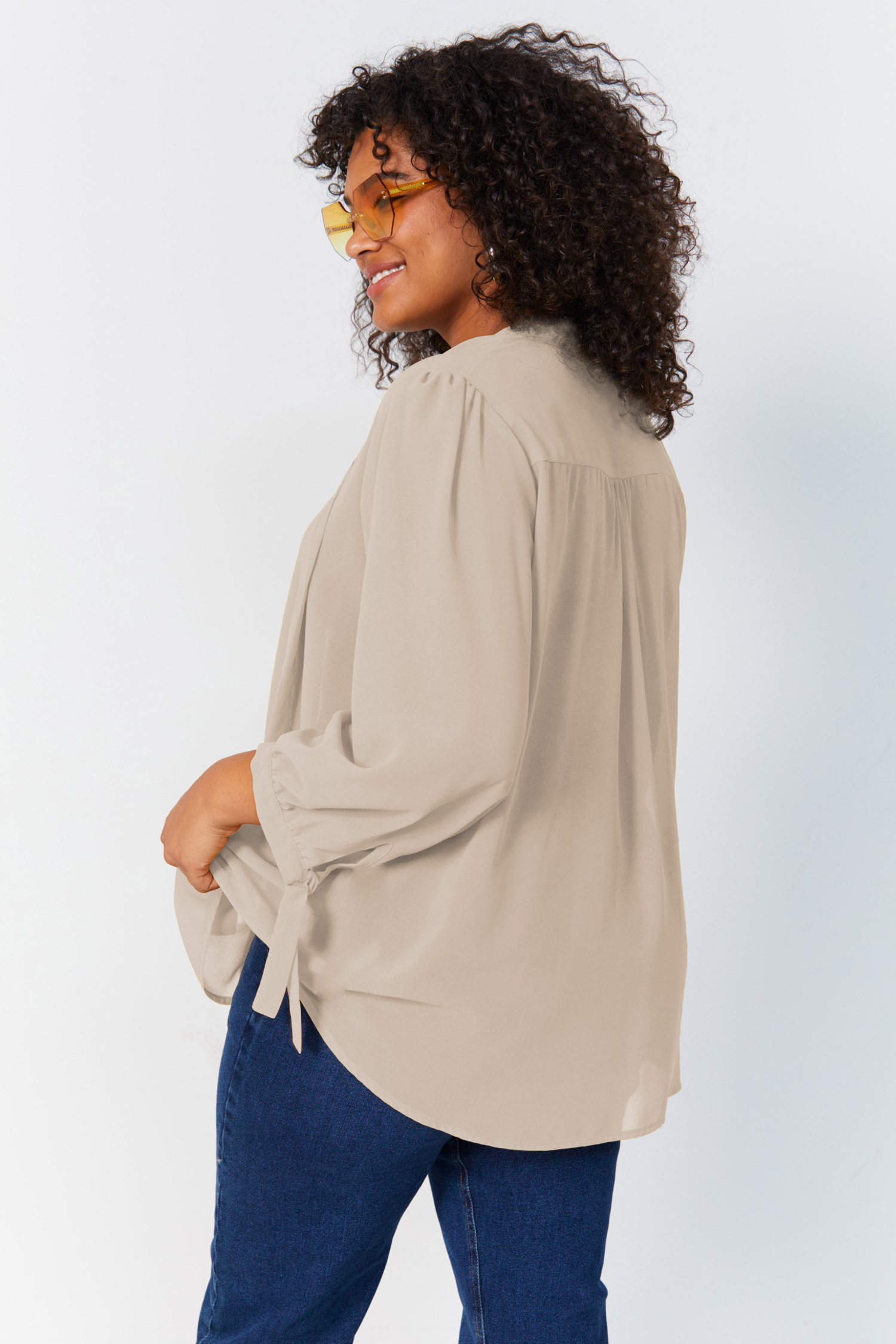 plain voile shirt with flat pleats