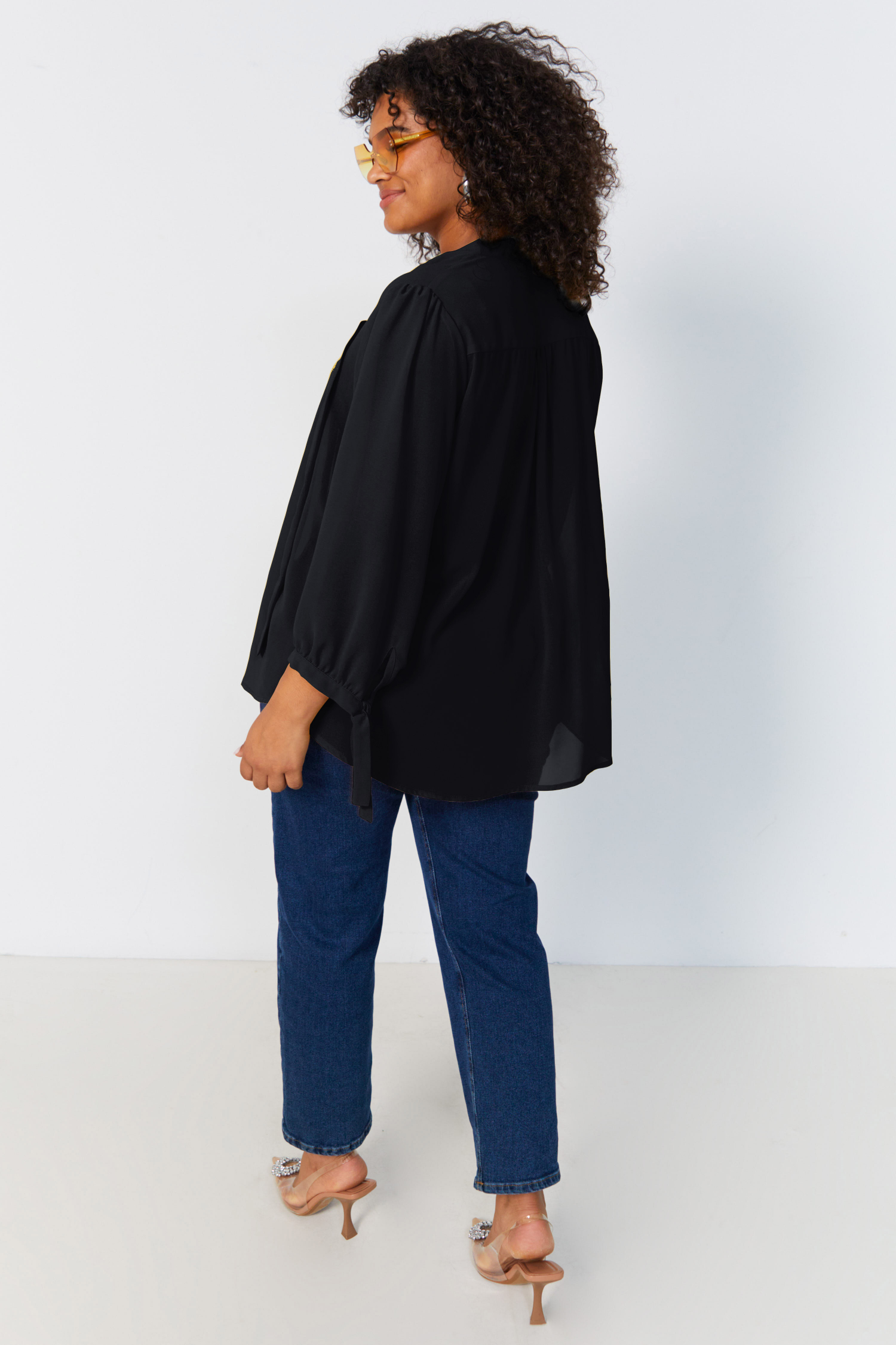 plain voile shirt with flat pleats