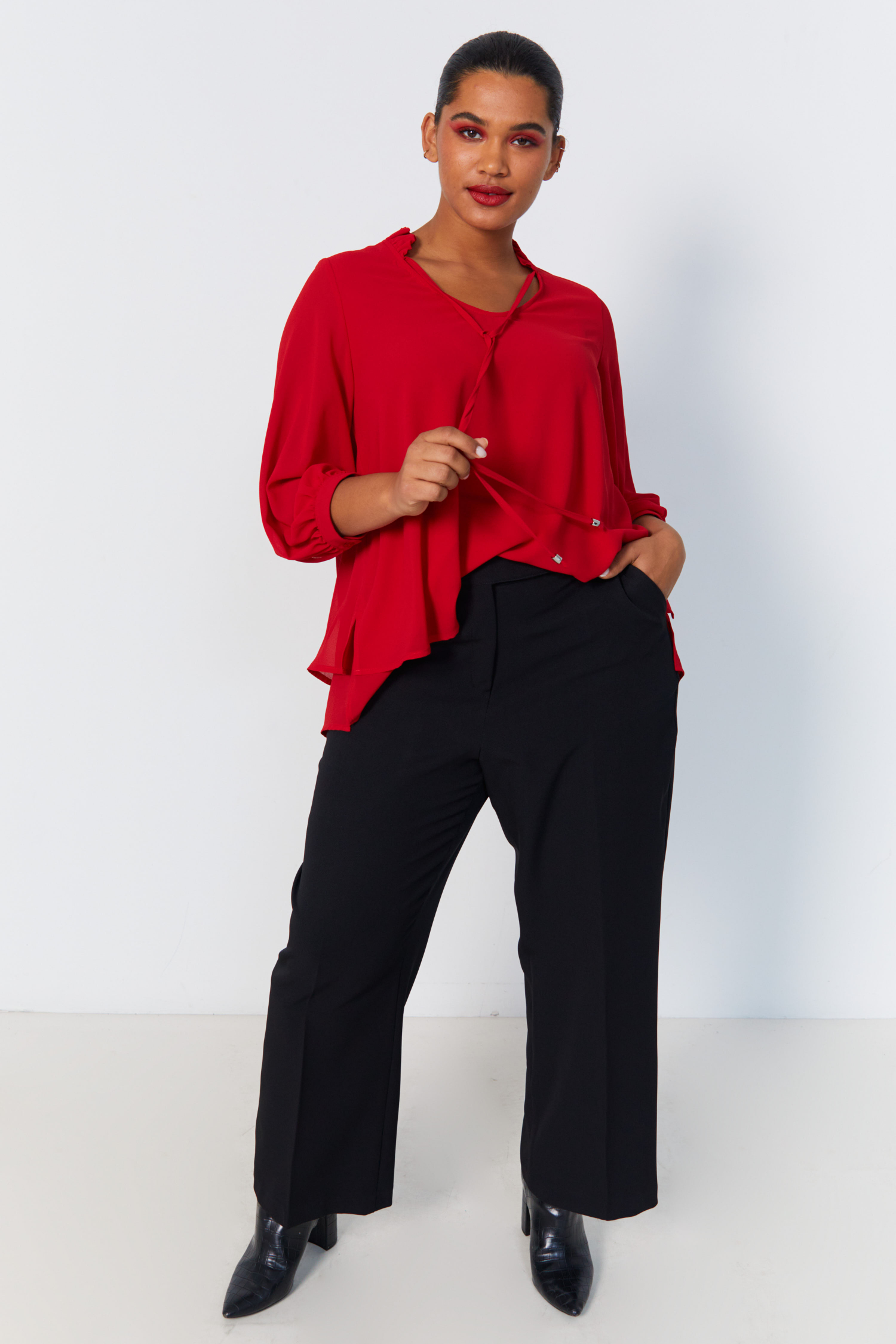 Plain voile layered blouse