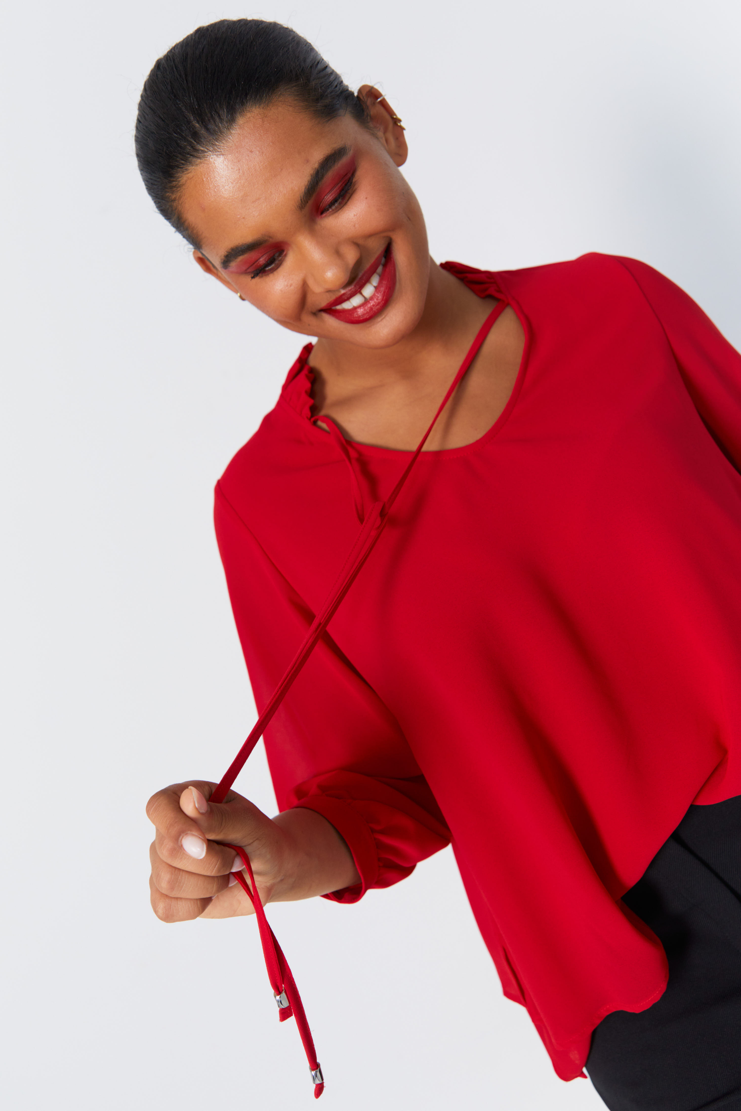 Plain voile layered blouse