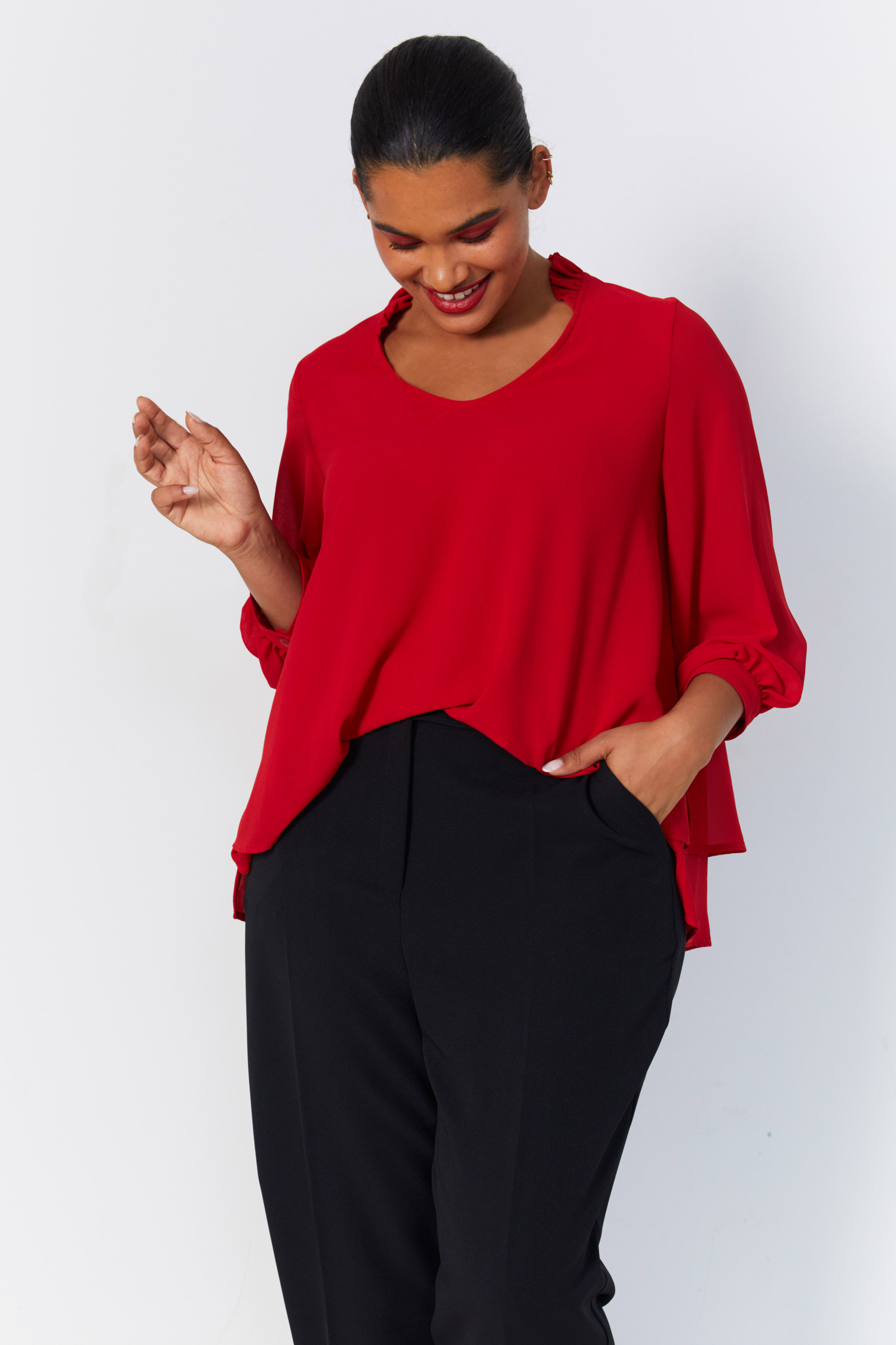 Plain voile layered blouse