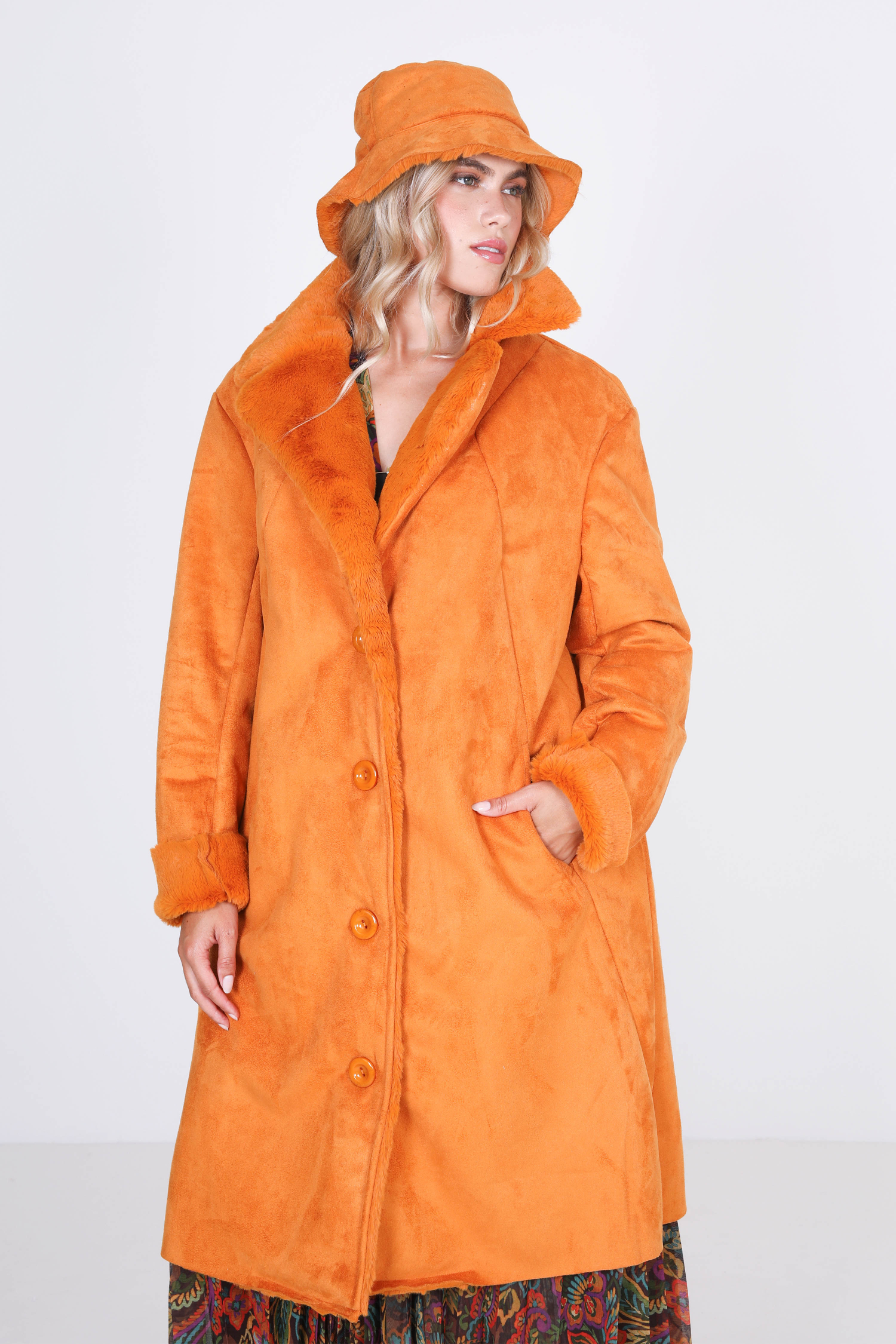 Vegan Shearling 7/8 Coat