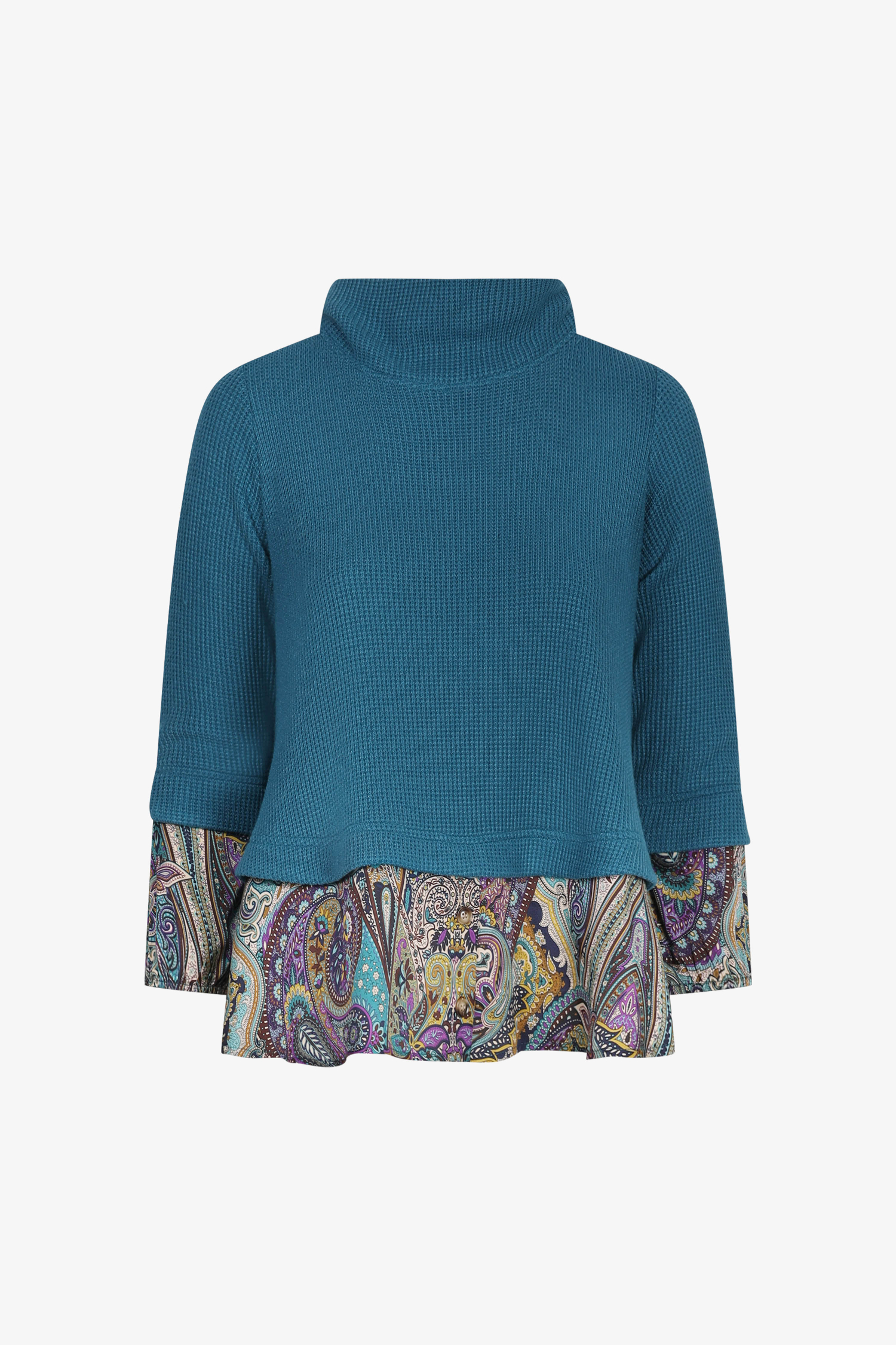 Pull en maille uni superposé avec imprimé satiné