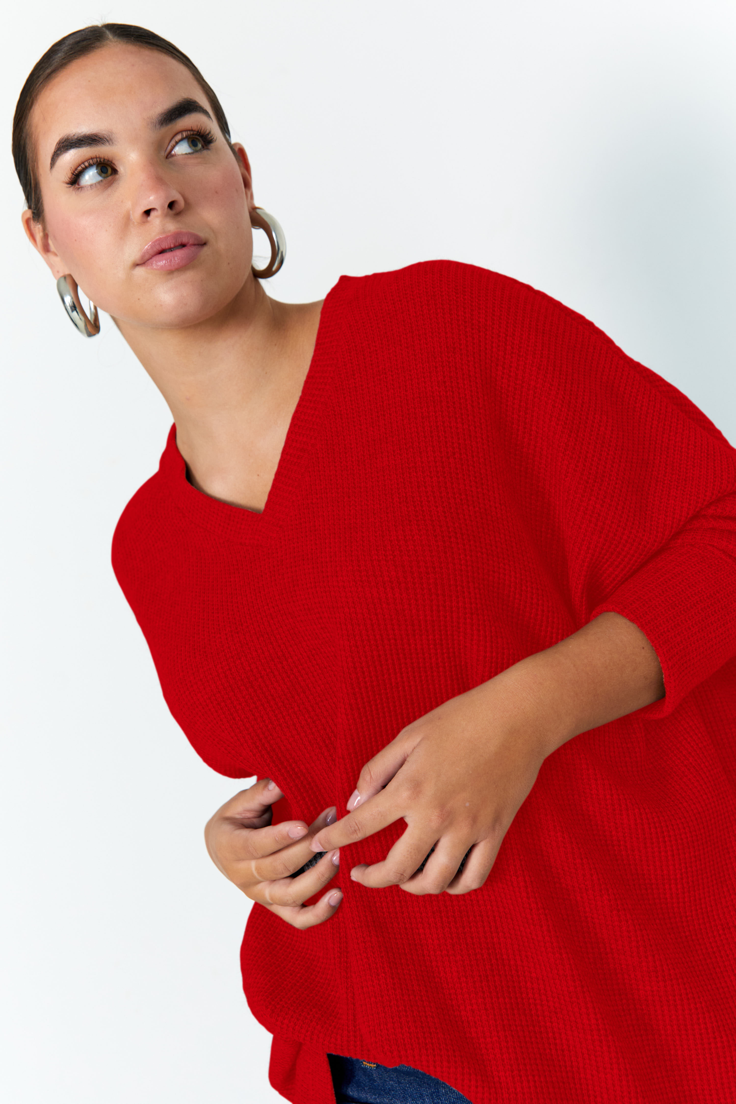 Oversized plain knit sweater