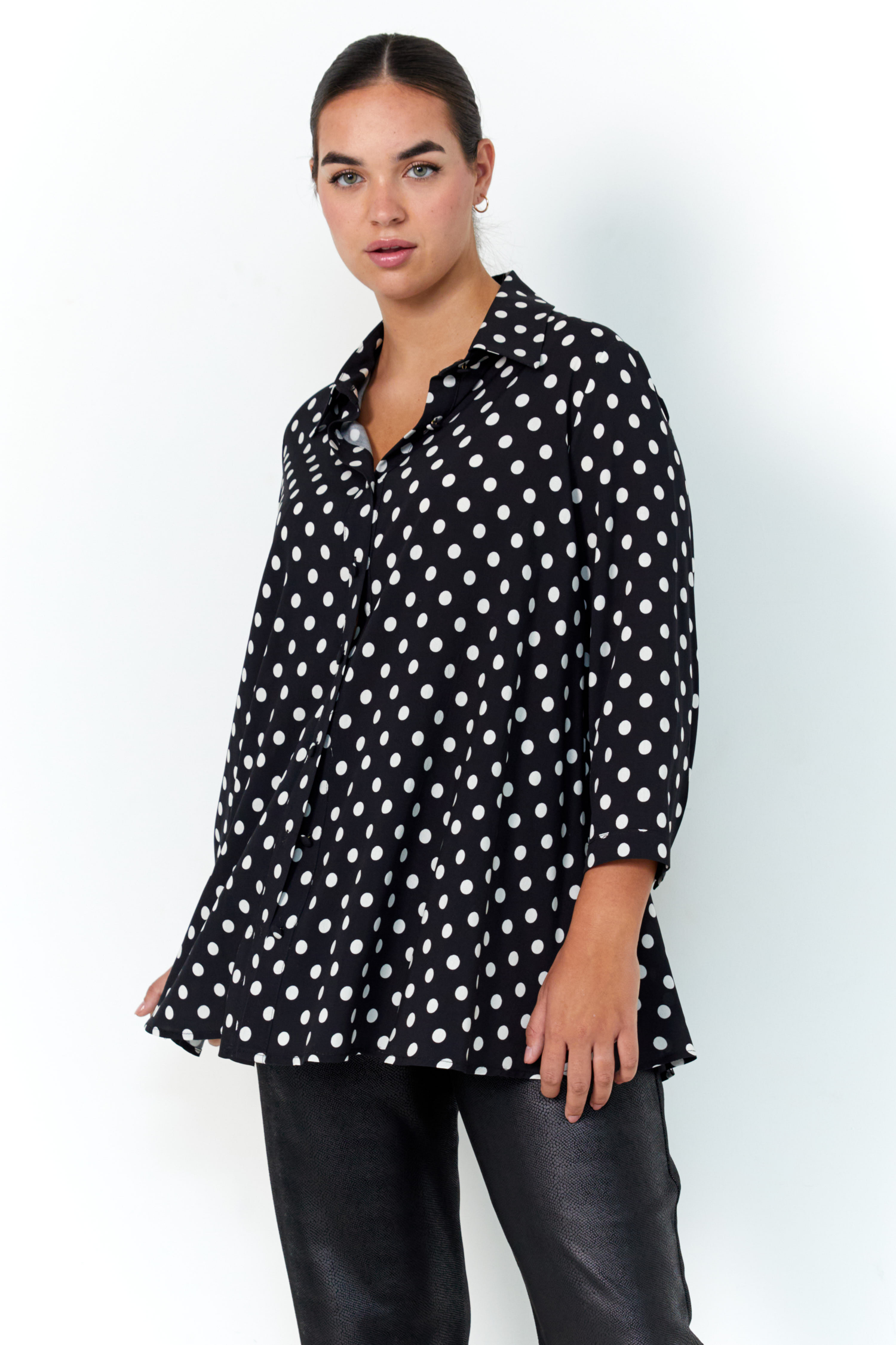 polka dot print trapeze shirt