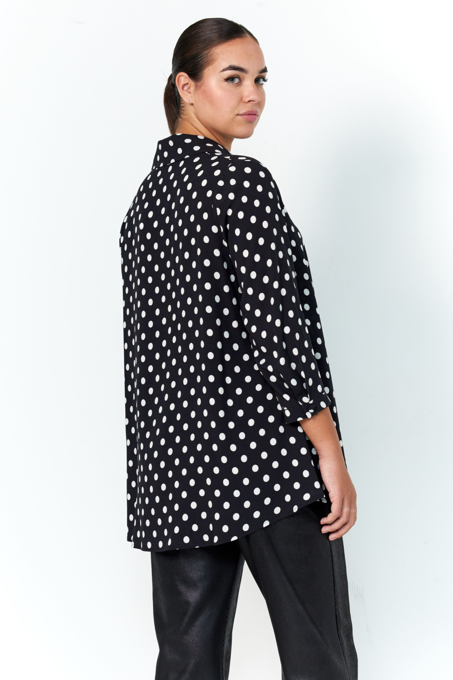 polka dot print trapeze shirt