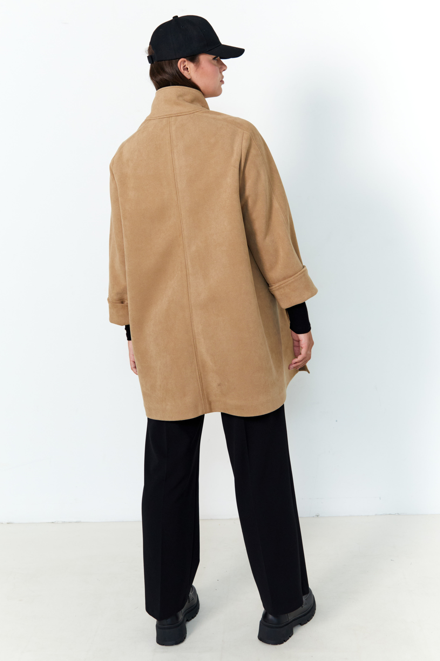 Manteau oversize en sergé effet daim double face