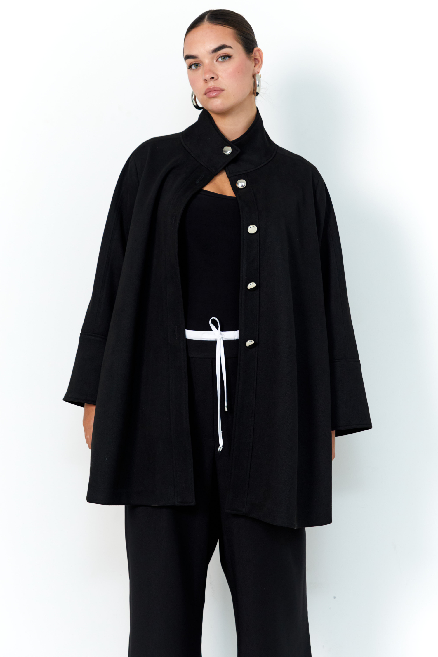 Oversized double-sided suede-effect twill coat