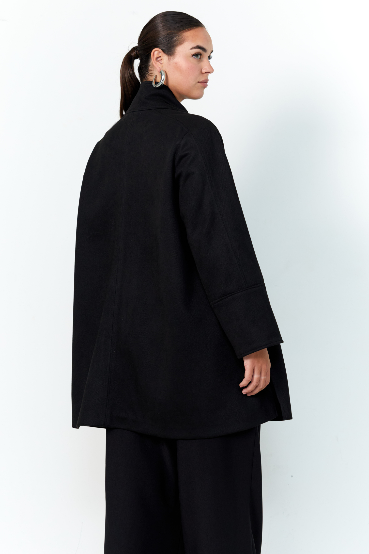 Manteau oversize en sergé effet daim double face