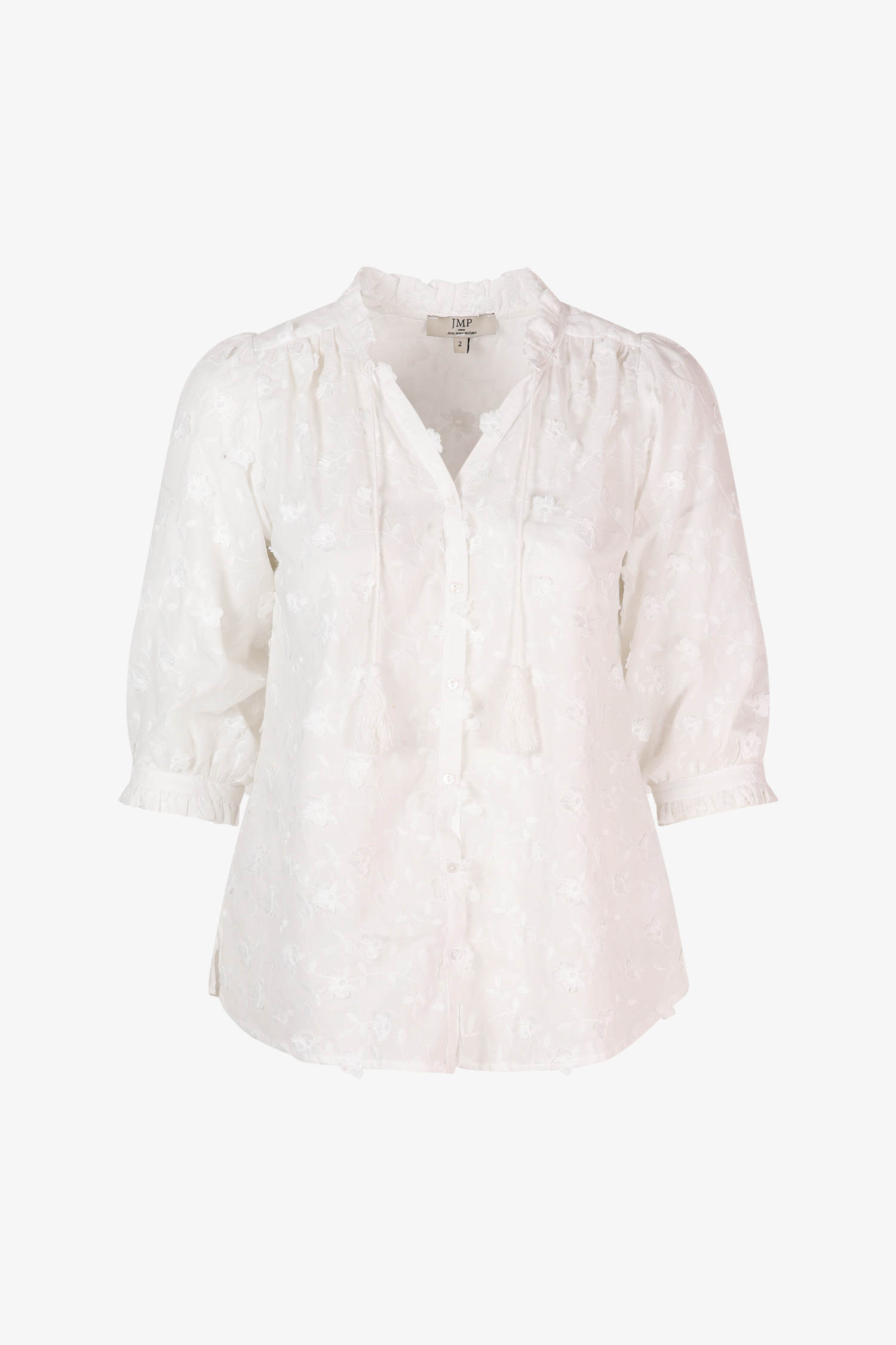 Embroidered cotton voile shirt