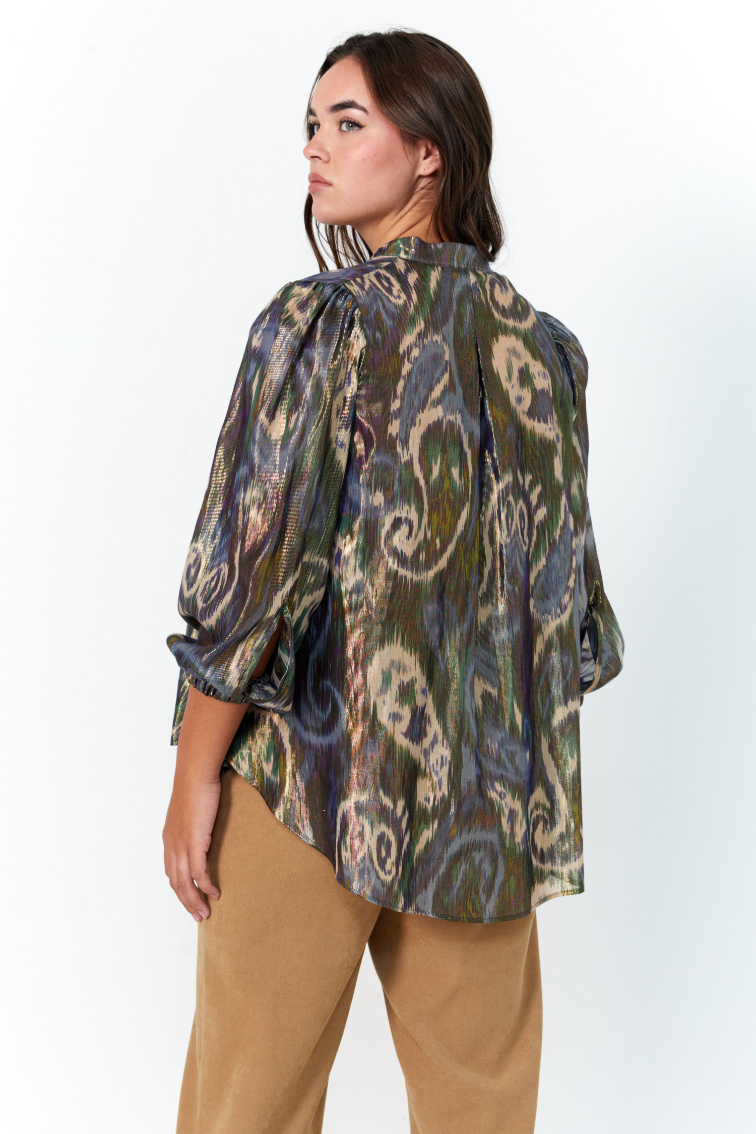 Lurex cotton print shirt