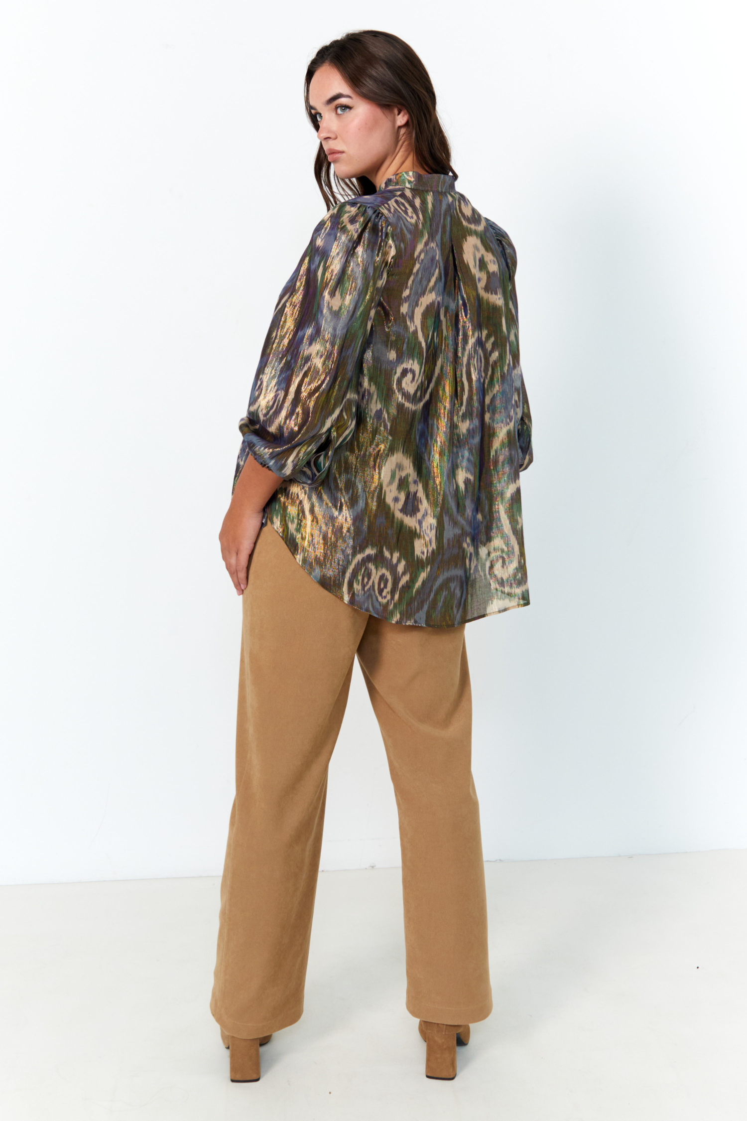 Lurex cotton print shirt