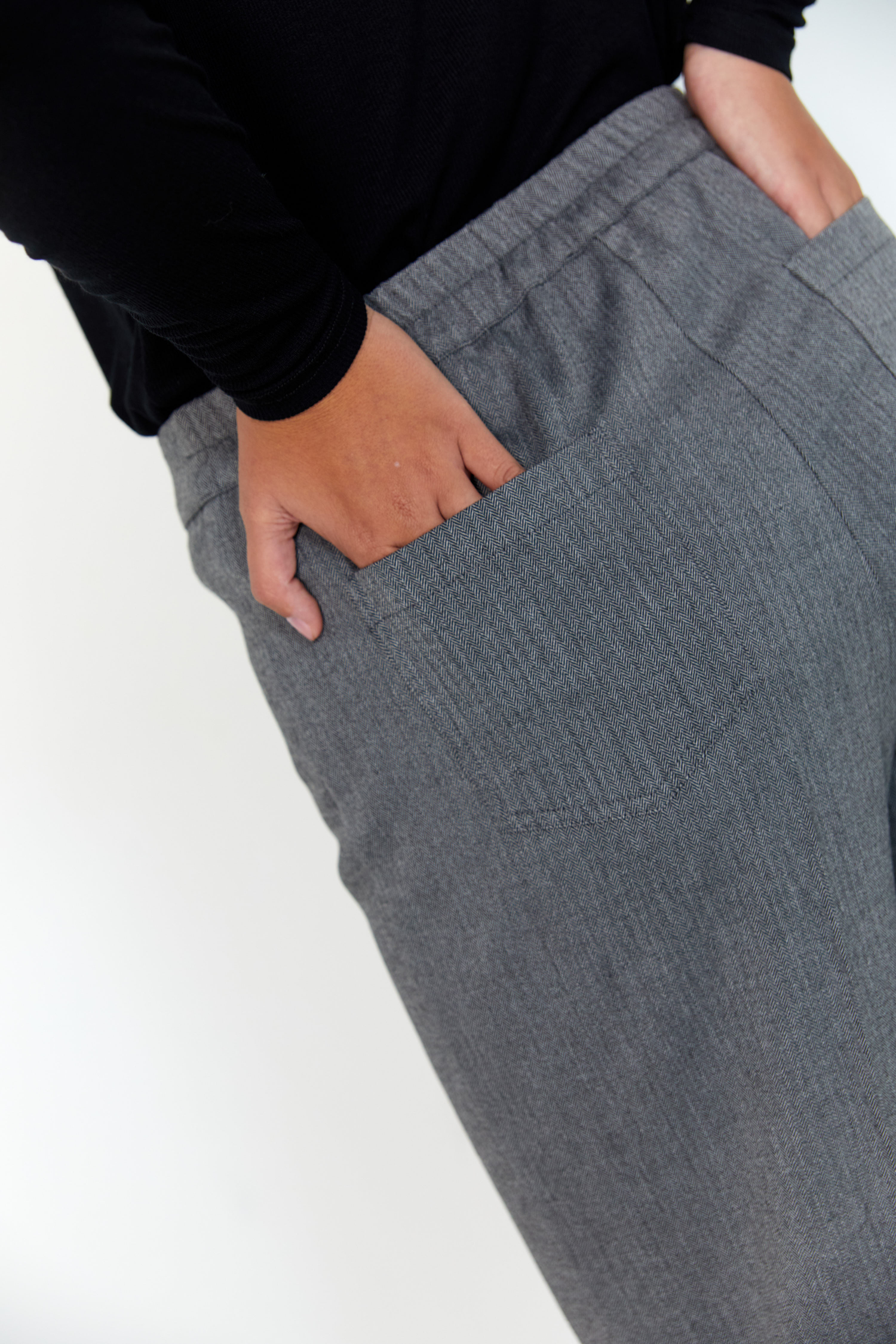 Pantalon 7/8 en fil à fil chiné