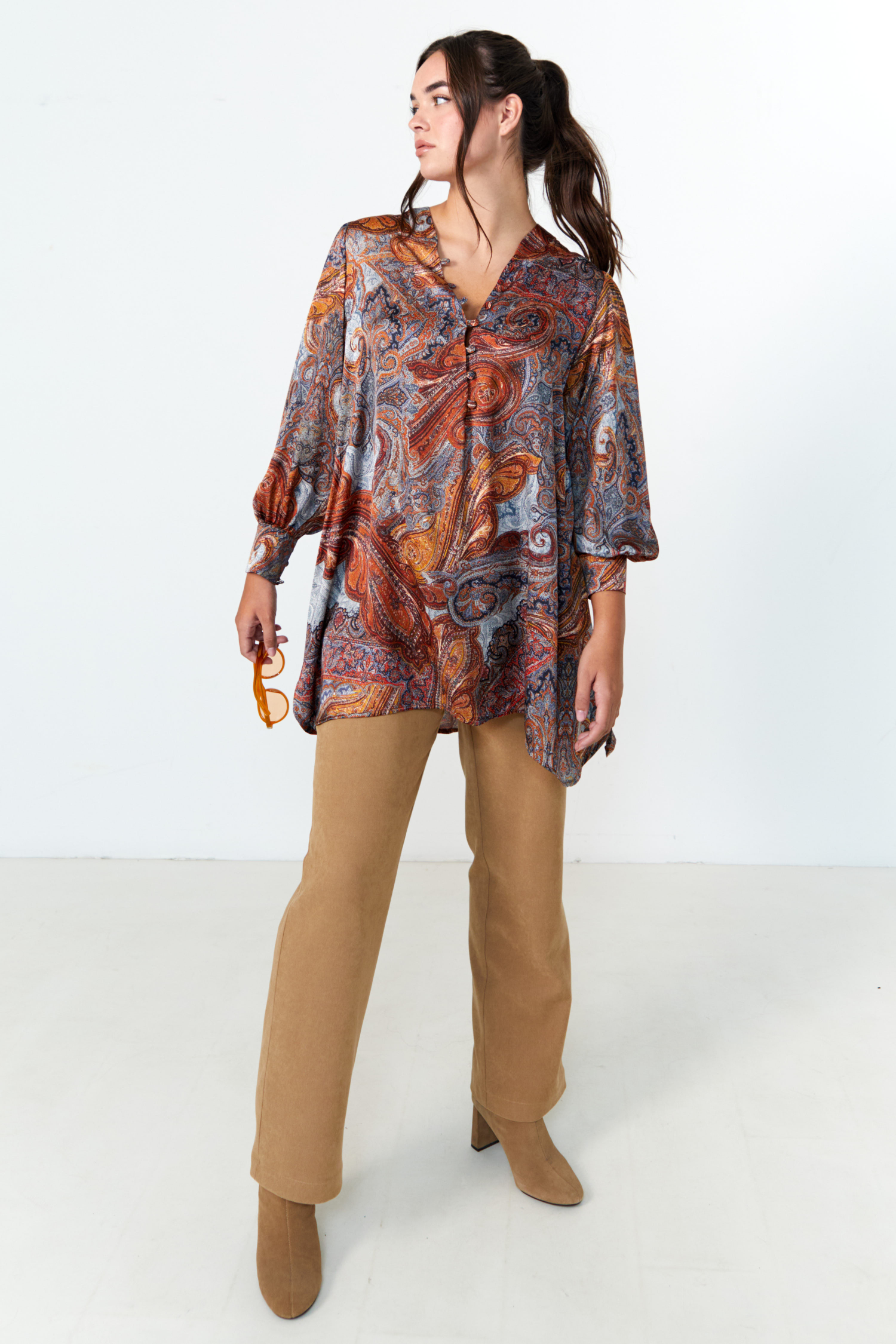 Long tunic in satin print