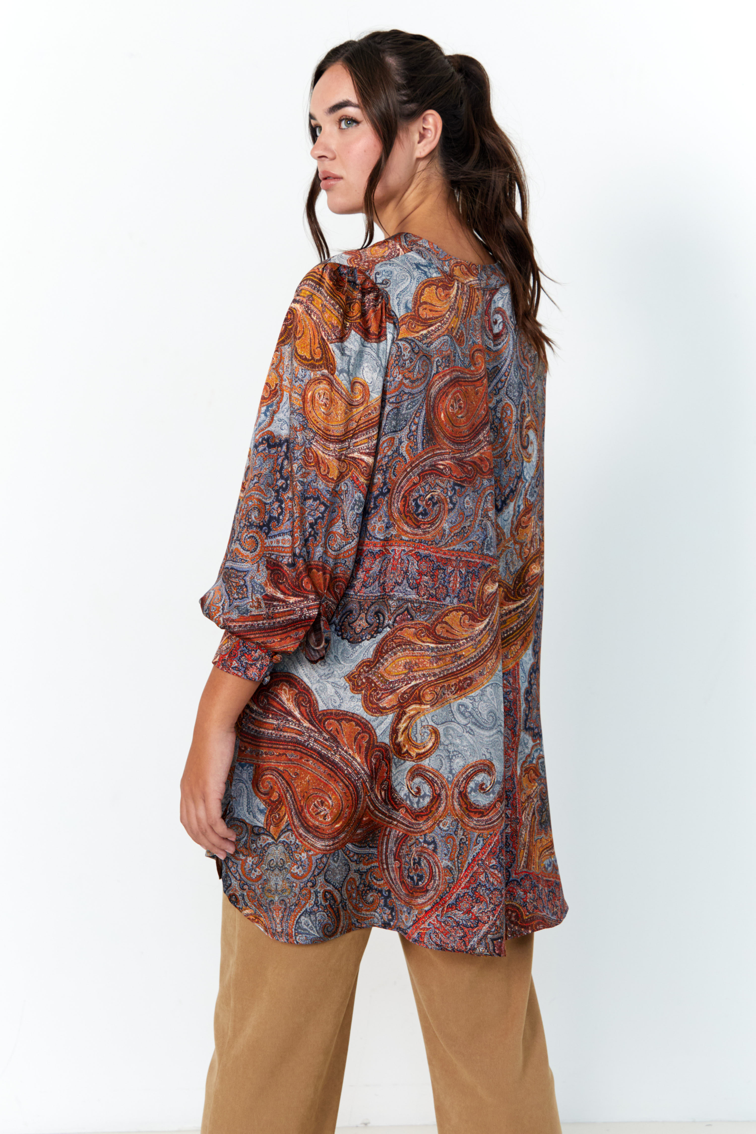 Long tunic in satin print