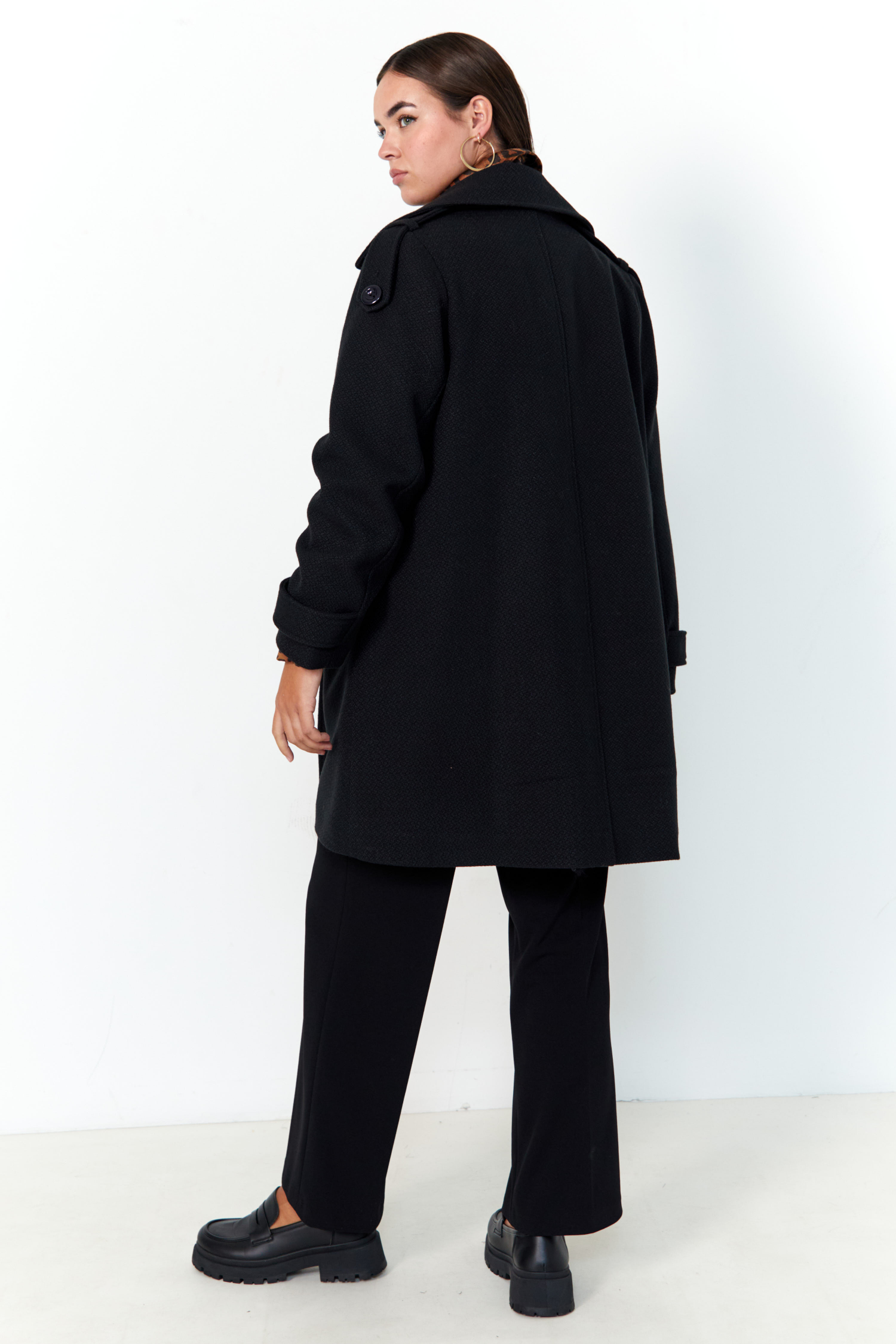 Manteau uni style caban en 7/8