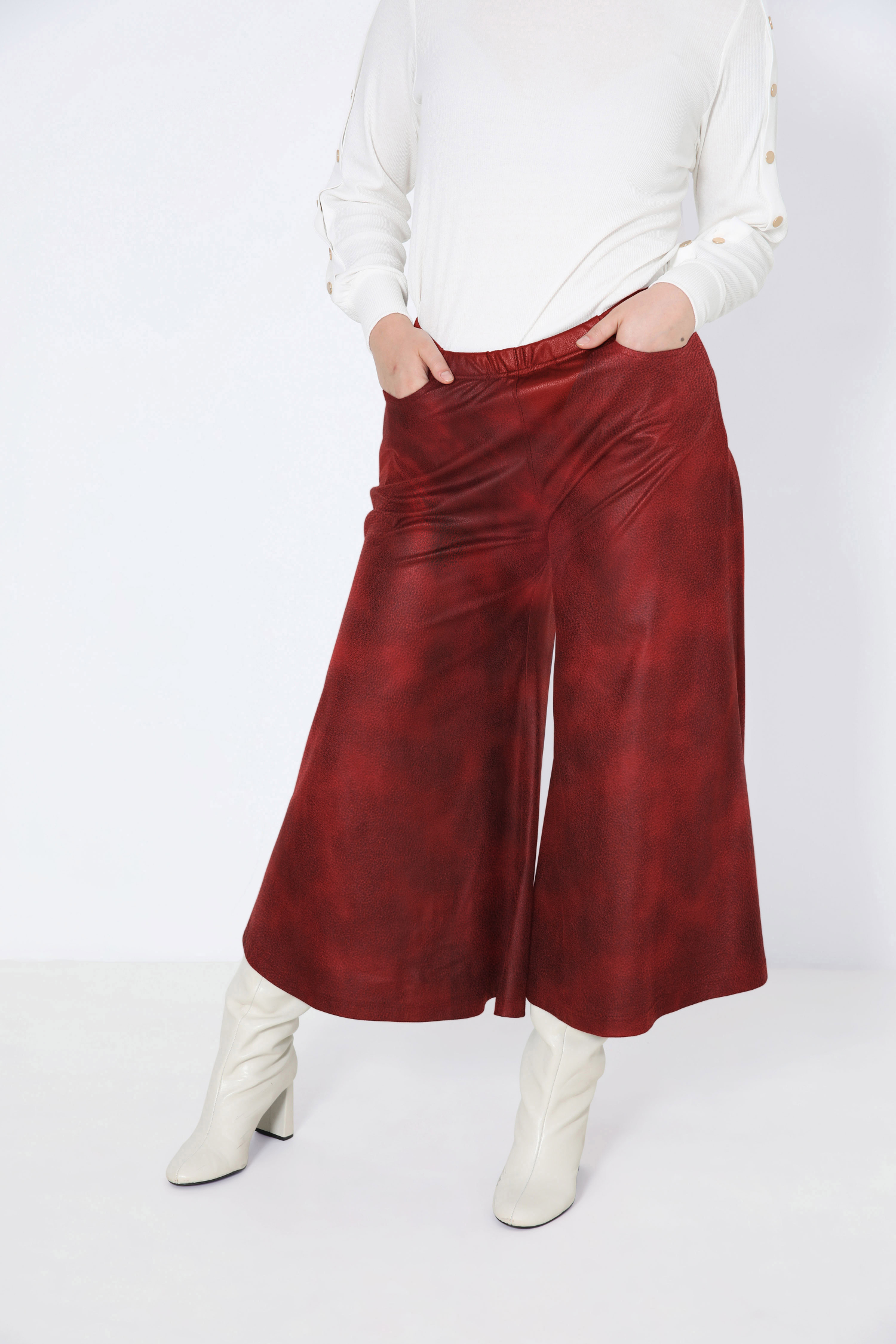 Faux leather culotte skirt