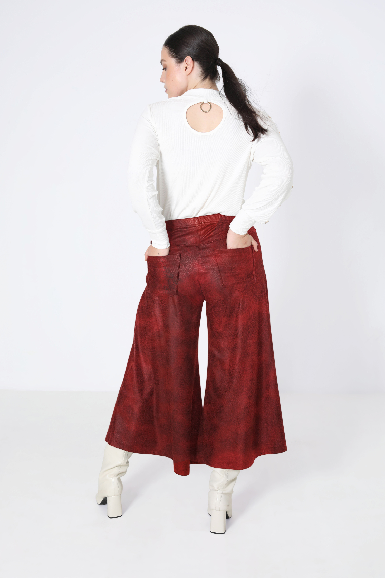 Faux leather culotte skirt