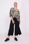 Printed viscose blouse with braid