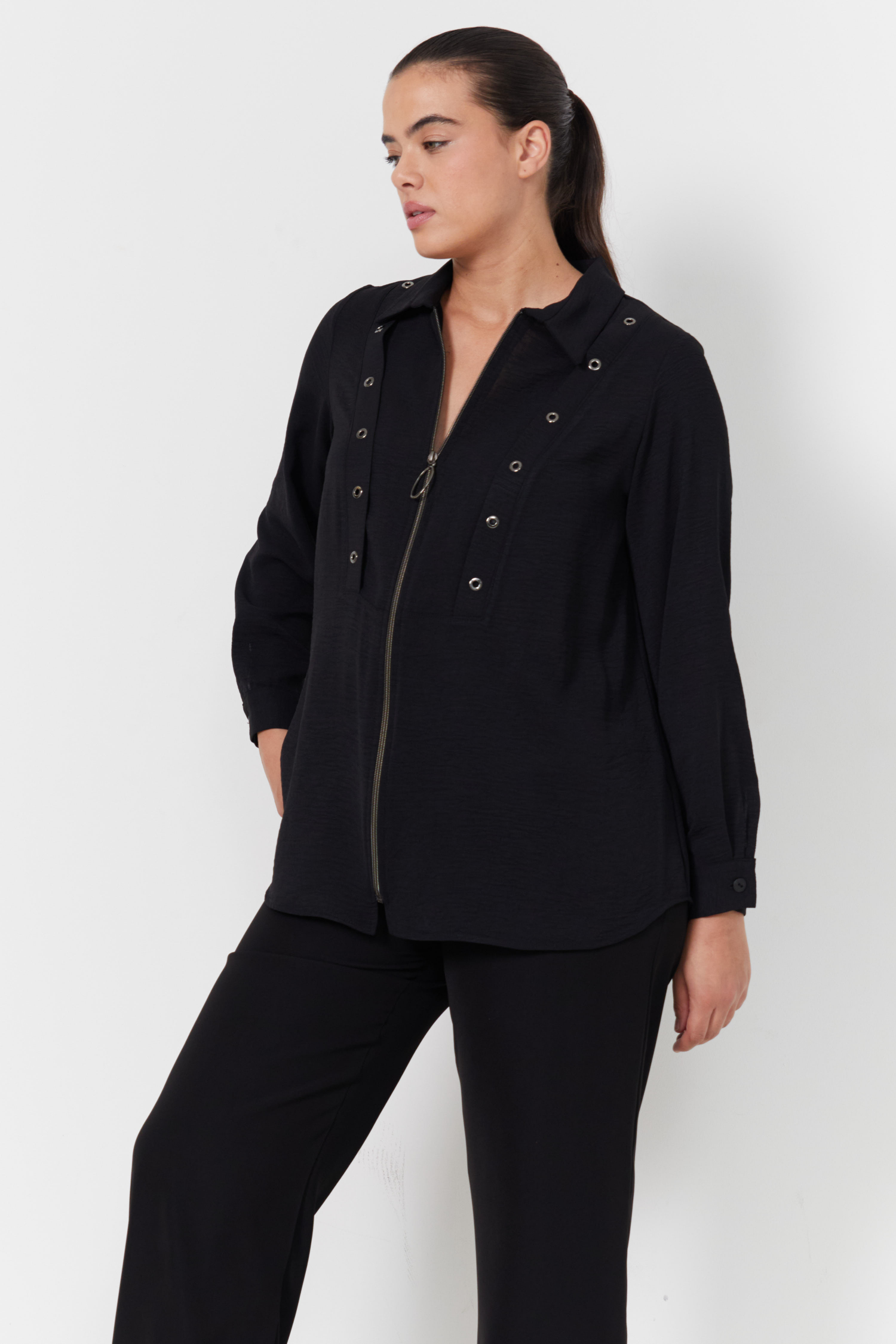 Shirt with eyelet