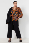 Multicolored satin print shirt