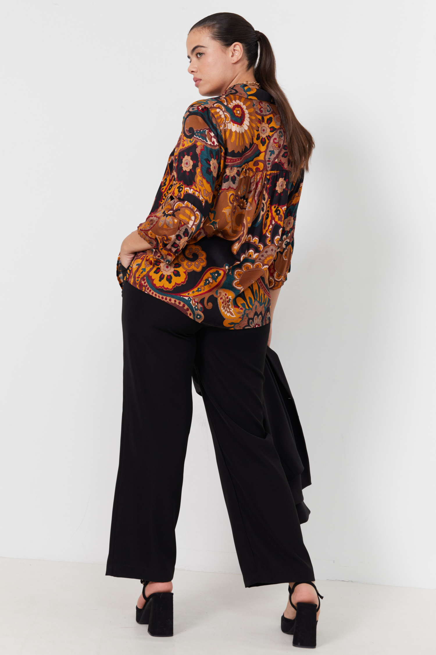 Chemise imprimé satiné multicolore
