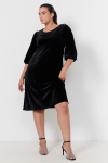 Smooth stretch velvet dress with decorative buttons