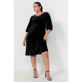 Smooth stretch velvet dress with decorative buttons