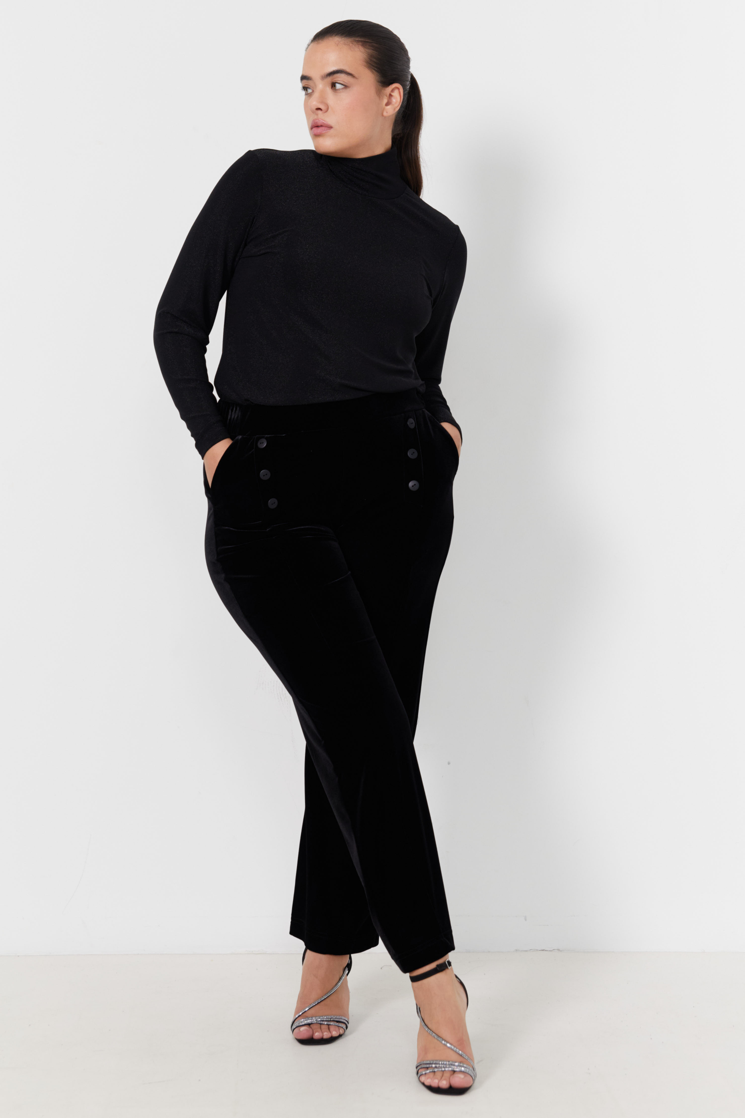 Plain stretch smooth velvet pants