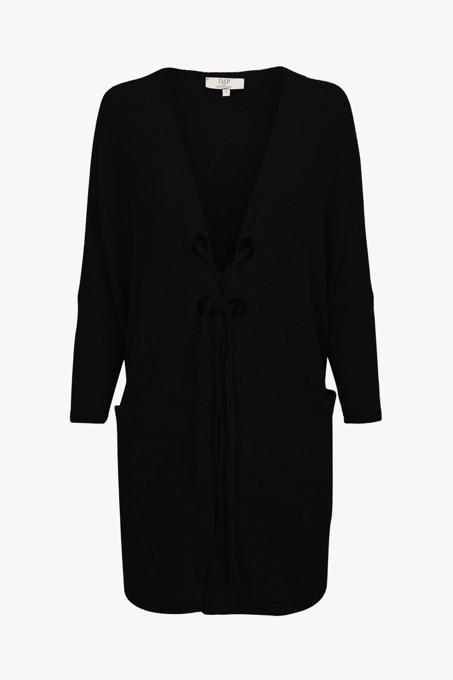 Gilet long en maille nid d'abeille avec œillets 
