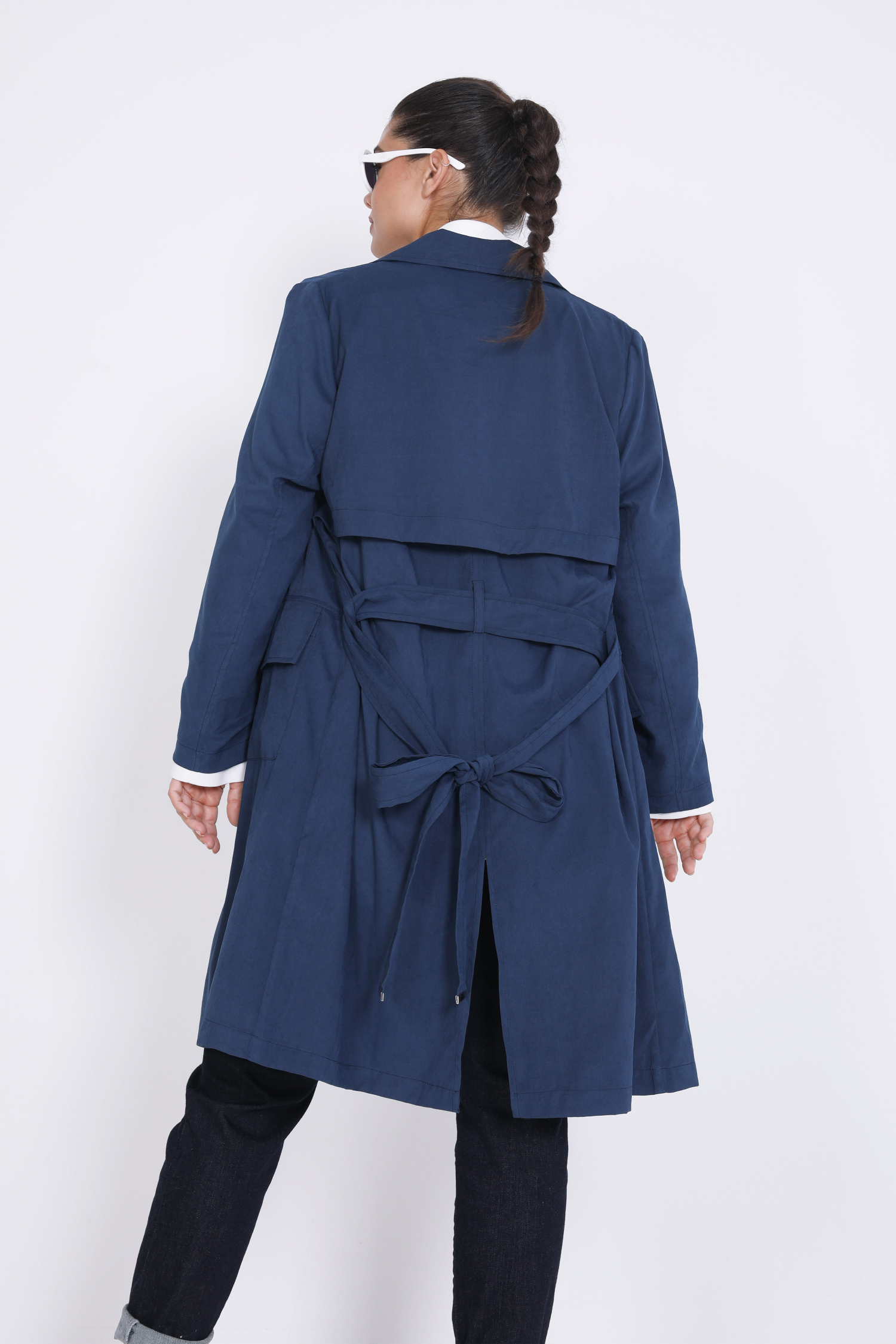 Plain cupro trench coat