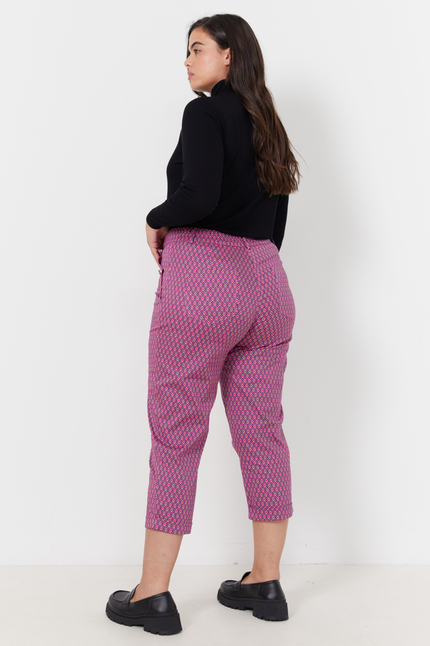 7/8 trousers in printed stretch cotton