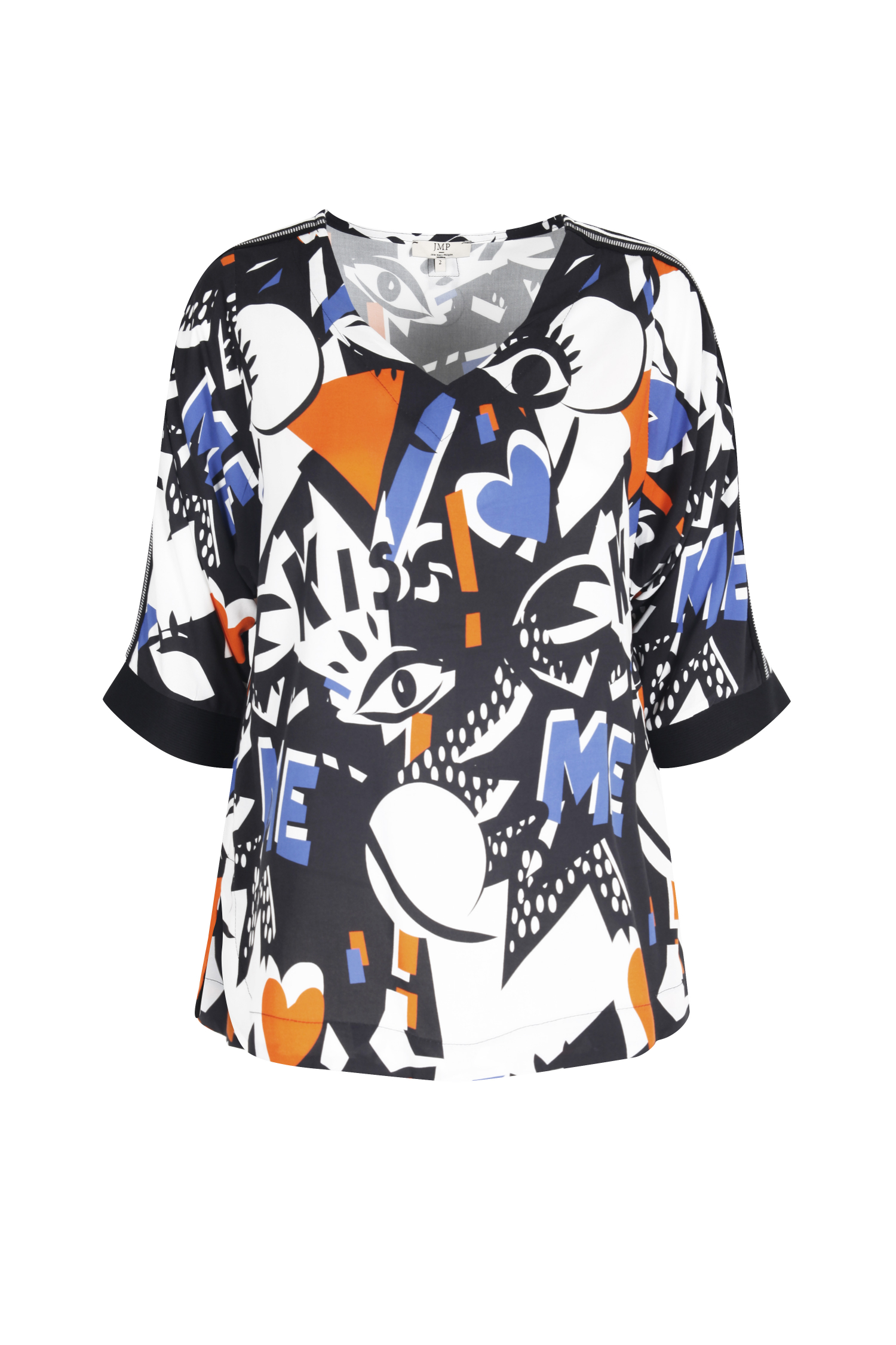 Blouse imprimé avec un galon rayé