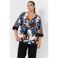 Blouse imprimé avec un galon rayé