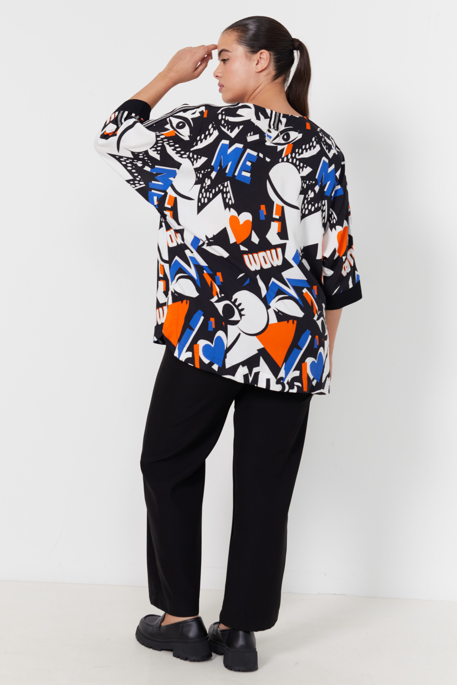 Blouse imprimé avec un galon rayé