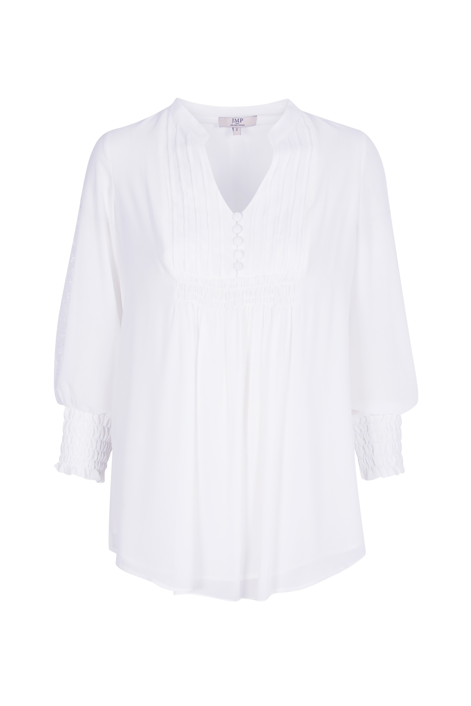 Plain voile blouse with lace