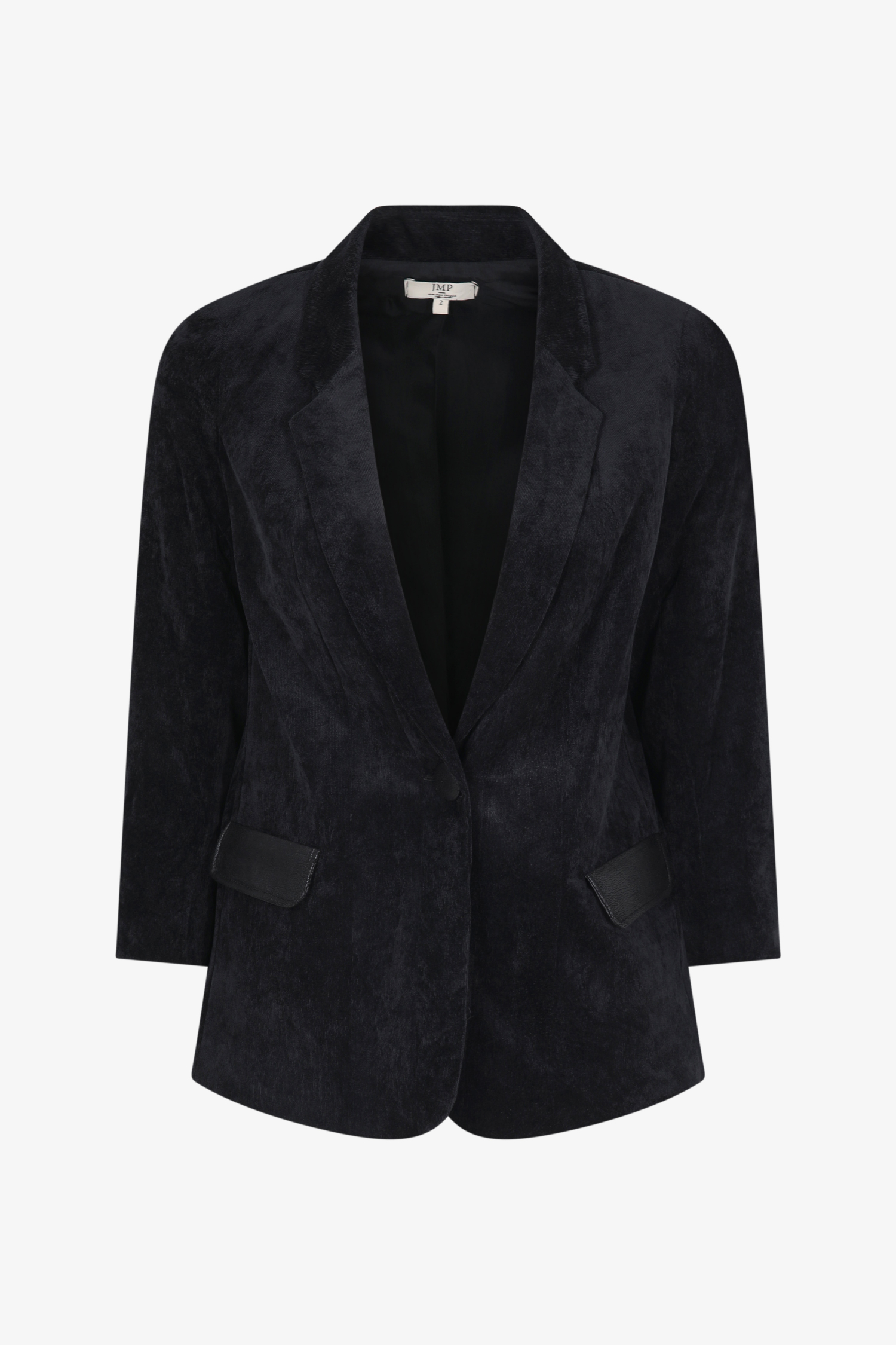 Veste tailleur en velours et empiècement cuir végan